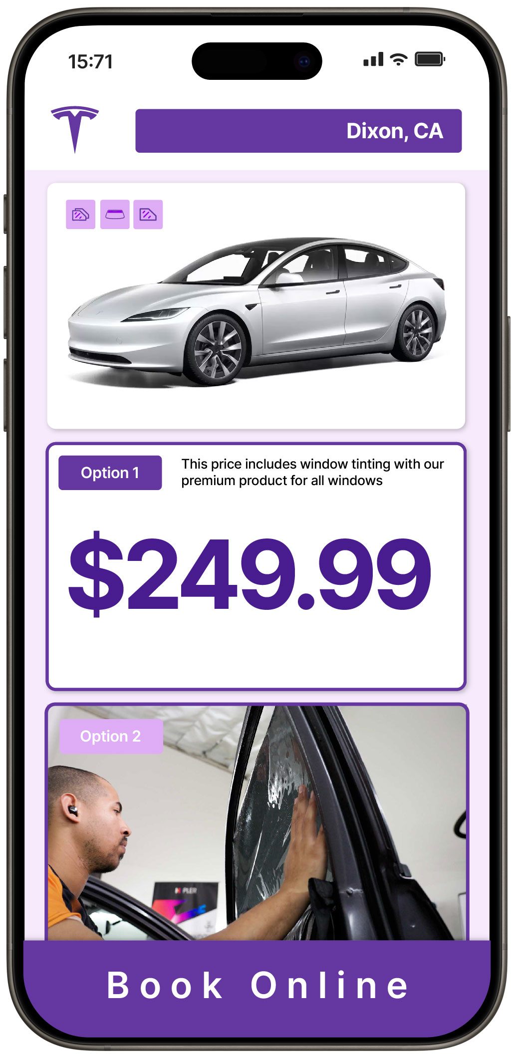 View Reasonable Tesla Window Tinting Costs in Dixon, California