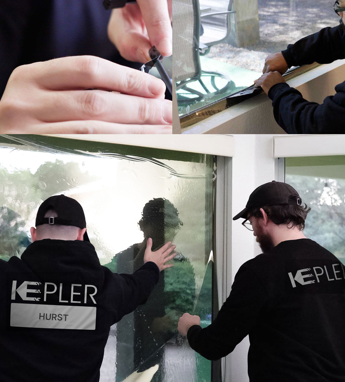 Expert Technician Applying High-tech Window Tint to Home in Hurst