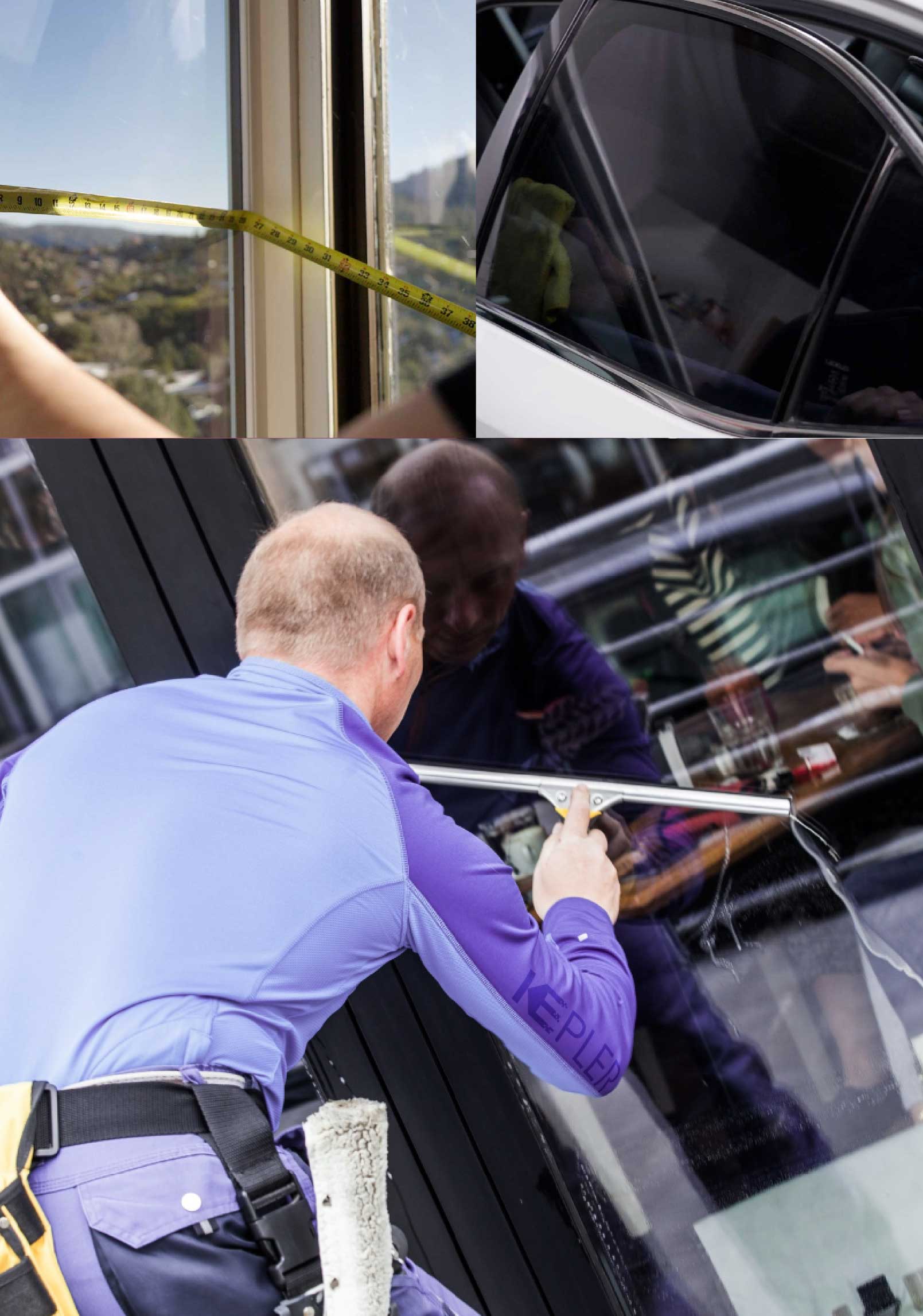Kepler Skilled Applying Anti-Graffiti Window Film to a La Porte Shop Front