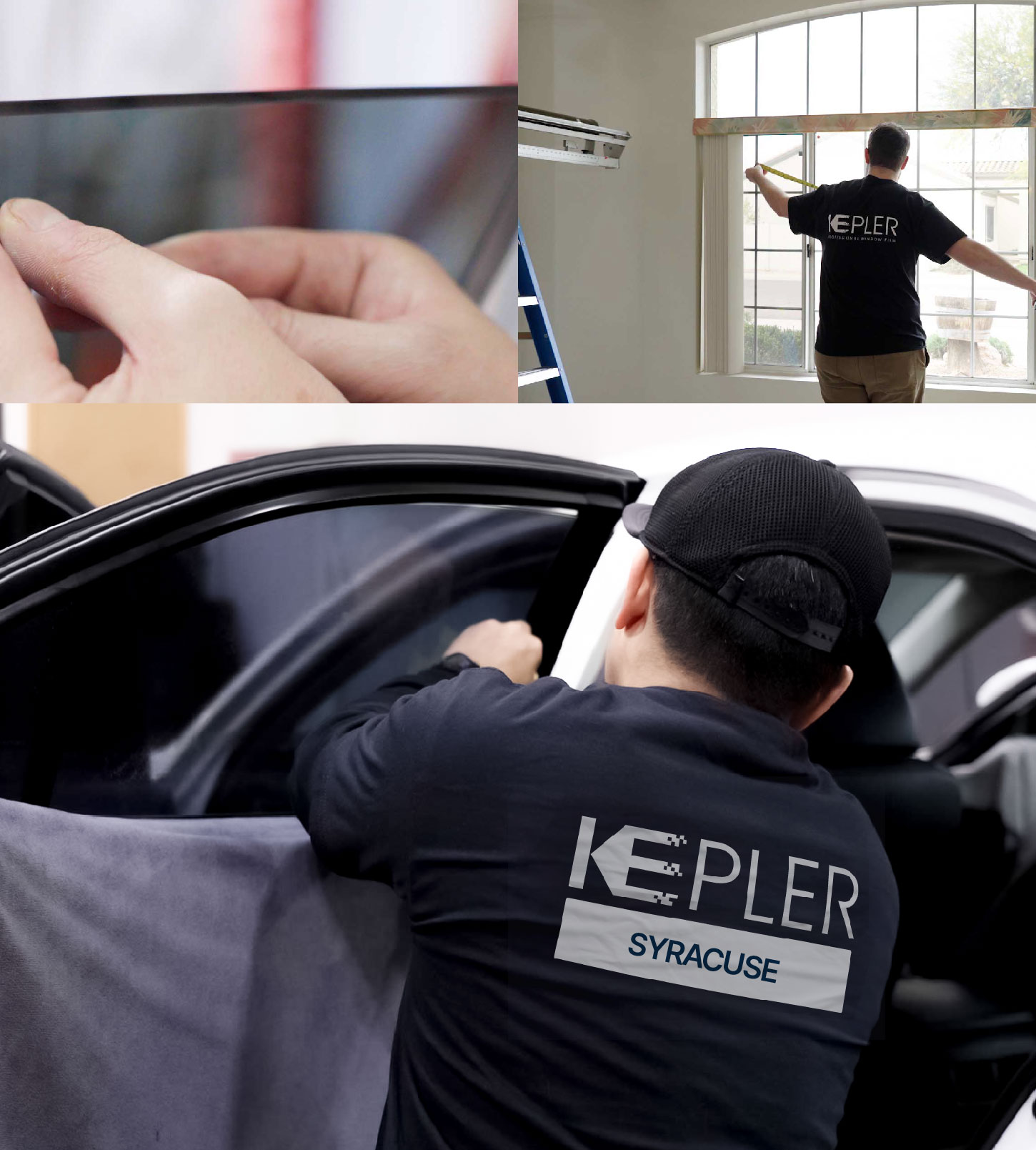 Automotive Window Tinting Expert Applying Film in Syracuse, Utah