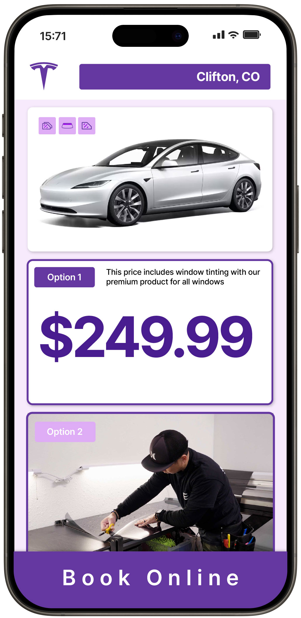View Affordable Tesla Window Tinting Prices in Clifton, Colorado