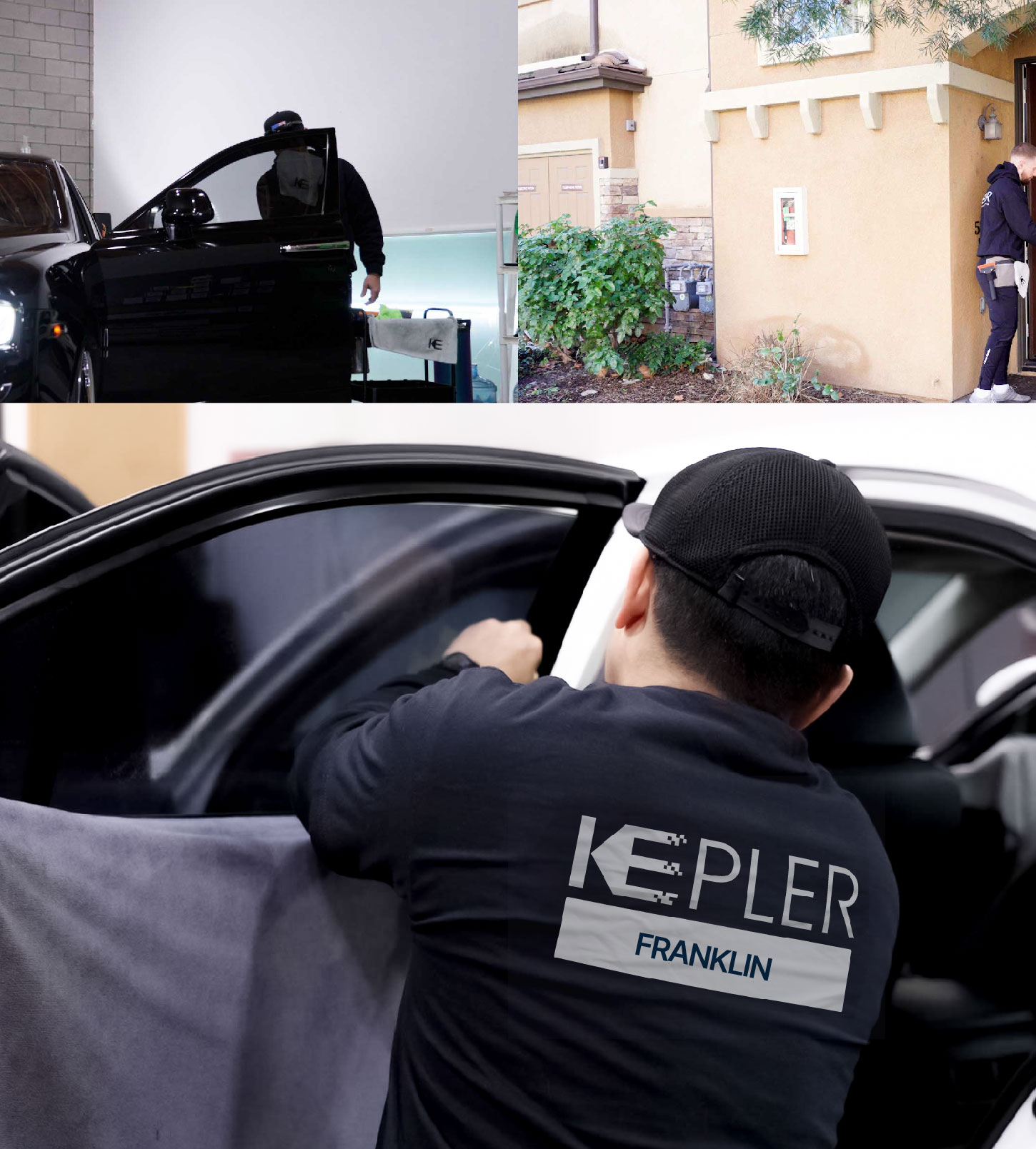 Automotive Window Tinting Expert Applying Film in Franklin, Tennessee