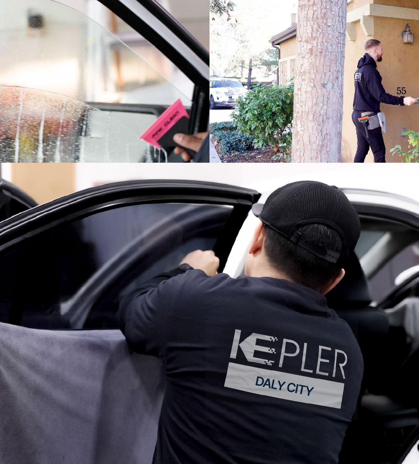Automotive Window Tinting Expert Applying Film in Daly City, California