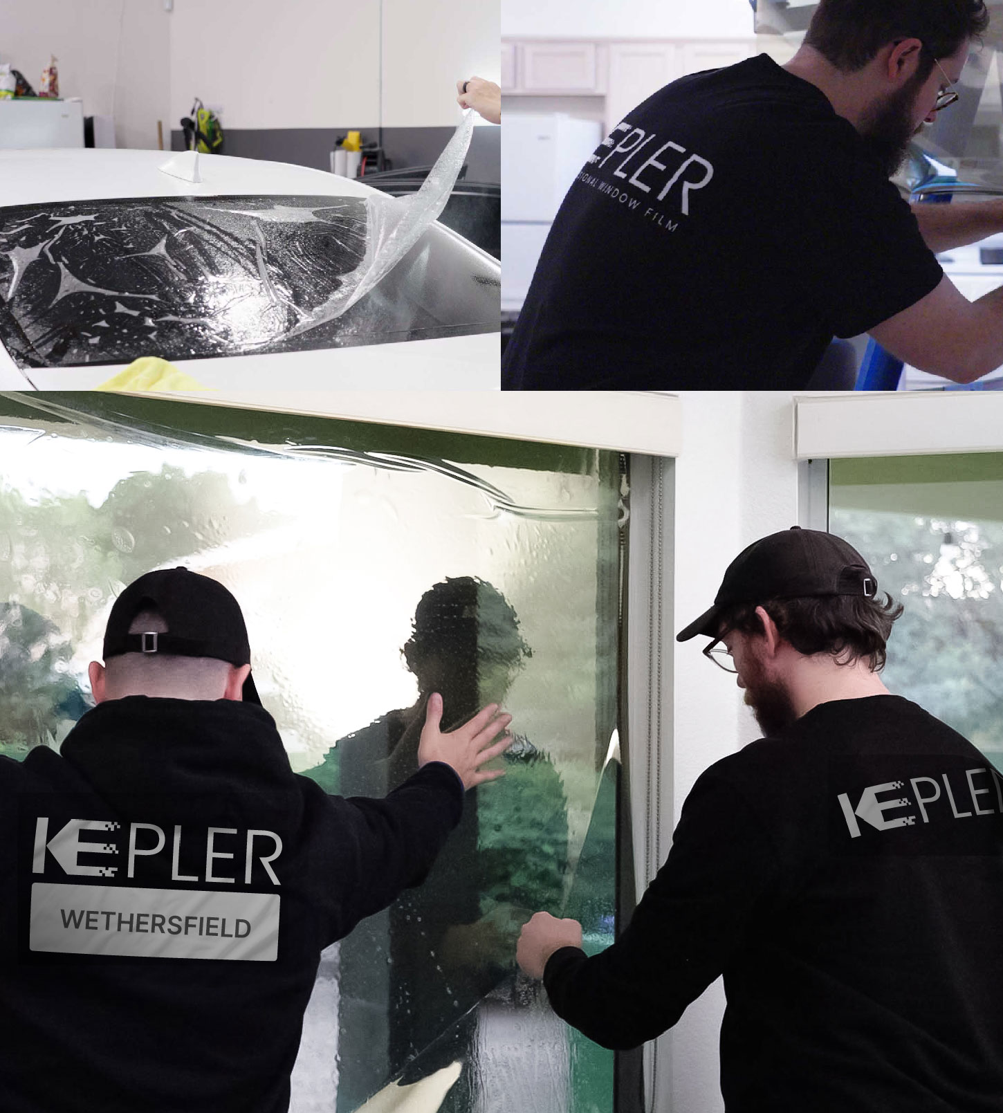 Kepler Technician Installing Ceramic Window Tint to Home in Wethersfield