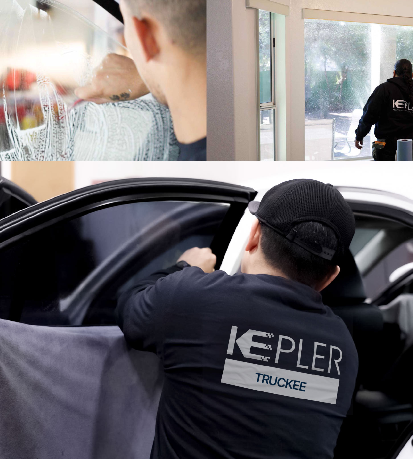 Automotive Window Tinting Expert Applying Film in Truckee, California