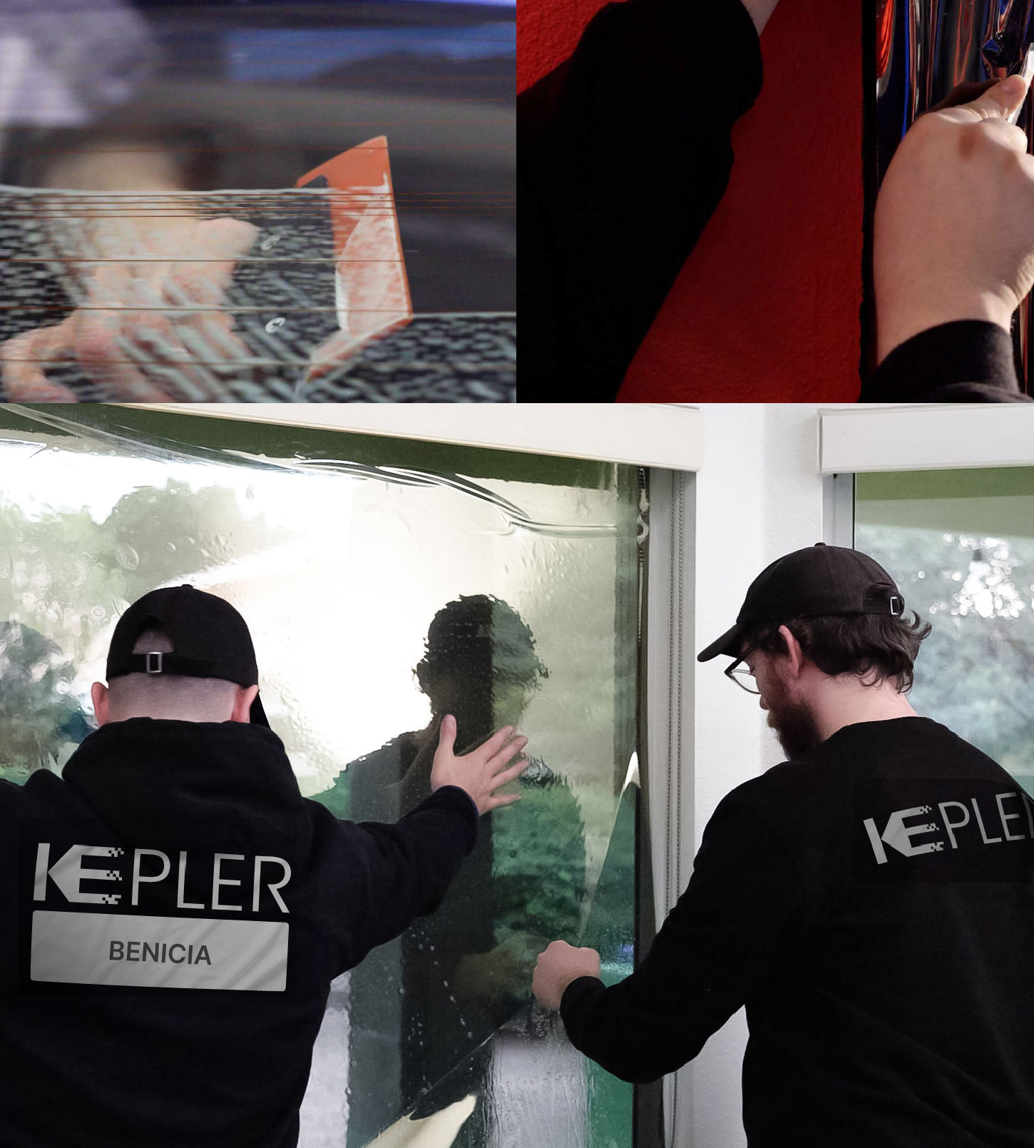 Kepler Technician Installing Ceramic Window Tint to Home in Benicia