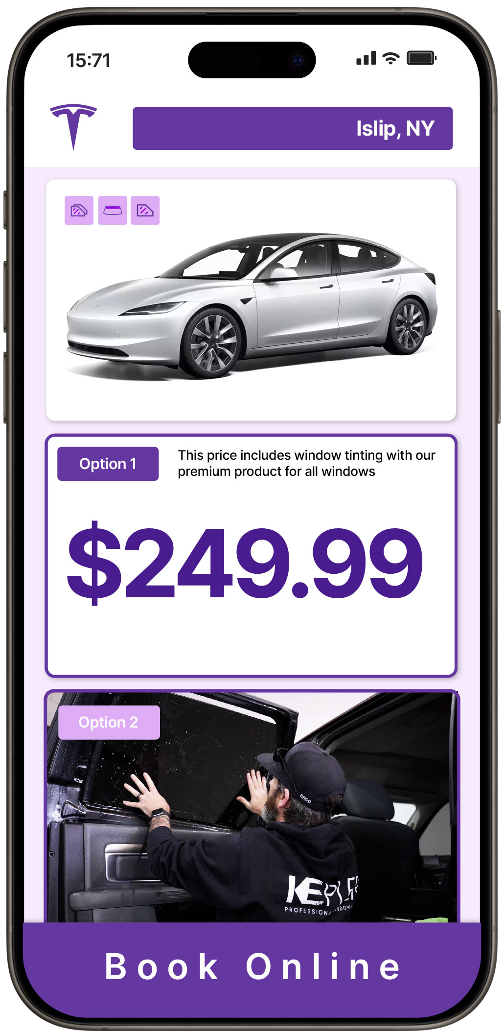 View Affordable Tesla Window Tinting Costs in Islip, New York