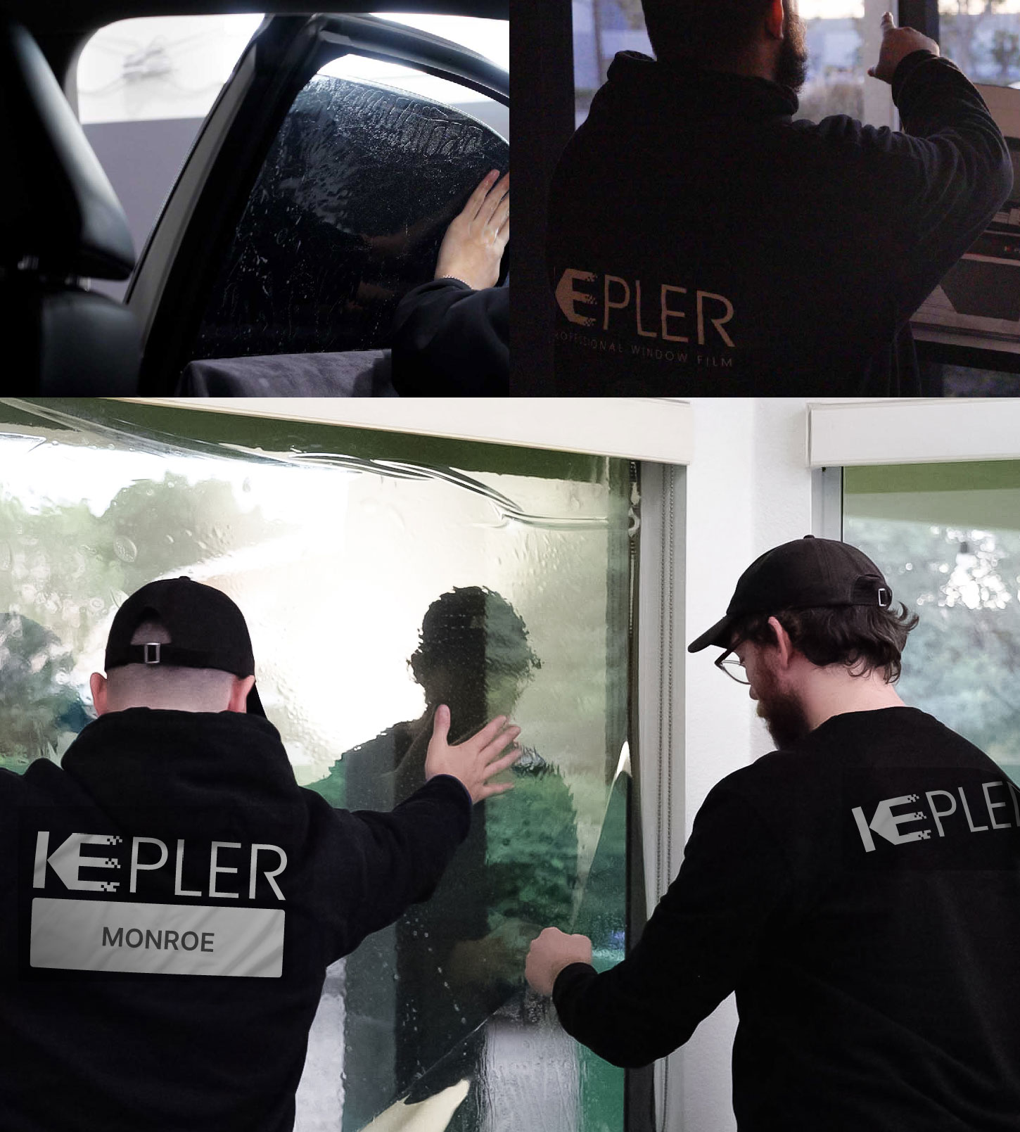 Kepler Technician Installing Advanced Window Tint to Home in Monroe
