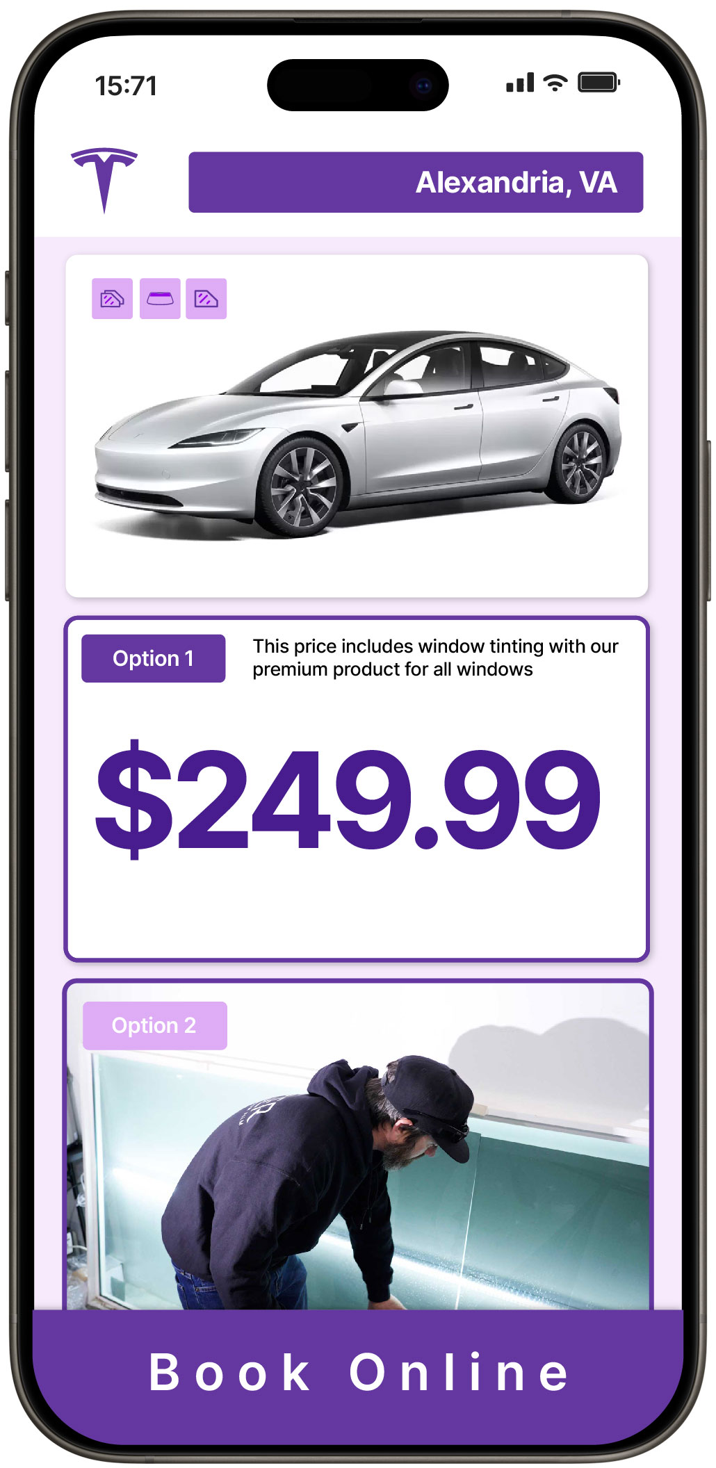 View Competitive Tesla Window Tinting Rates in Alexandria, Virginia