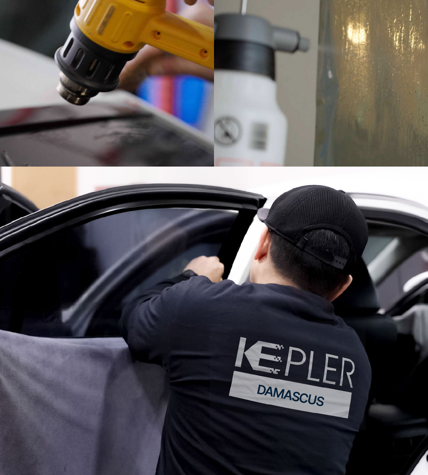 Automotive Window Tinting Expert Applying Film in Damascus, Maryland