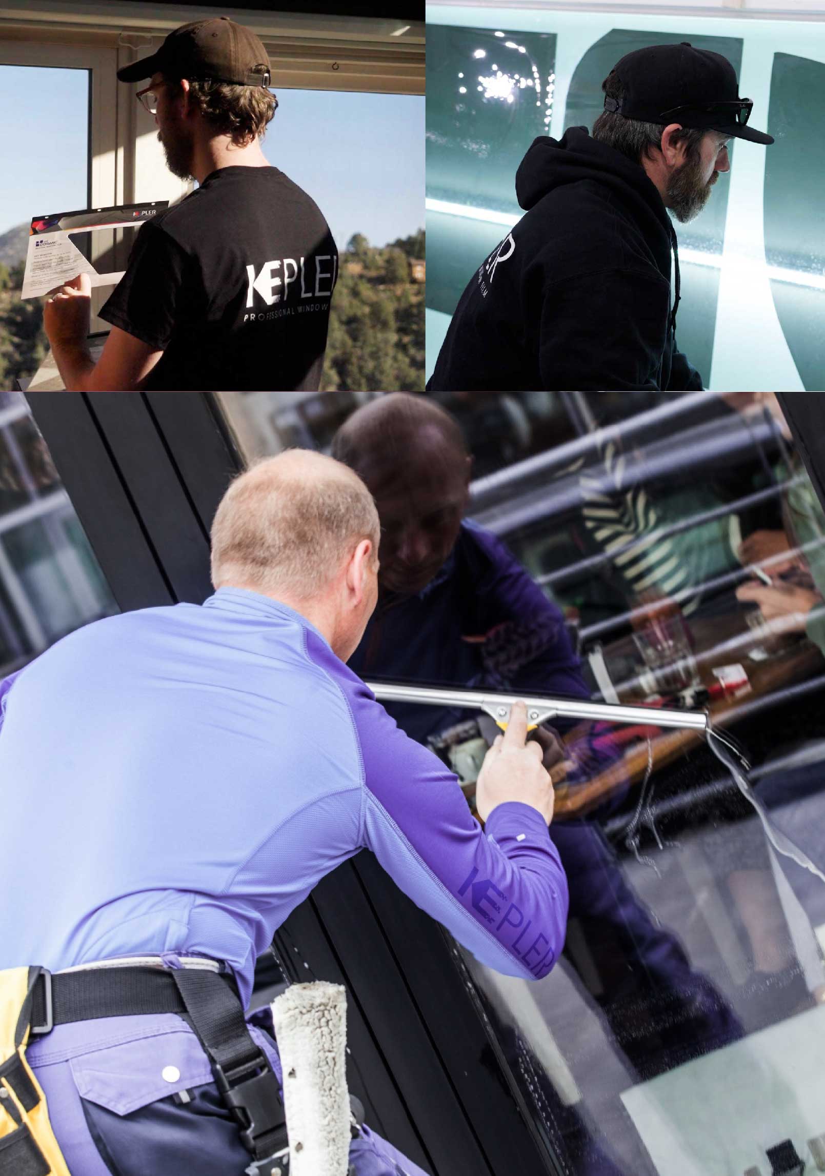 Kepler Skilled Applying Anti-Graffiti Window Film to a Bluffton Shop Front