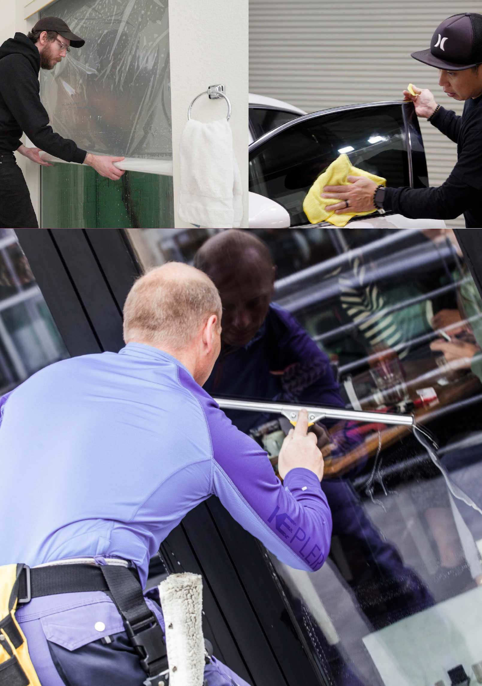 Kepler Skilled Applying Anti-Graffiti Window Film to a McKeesport Shop Front