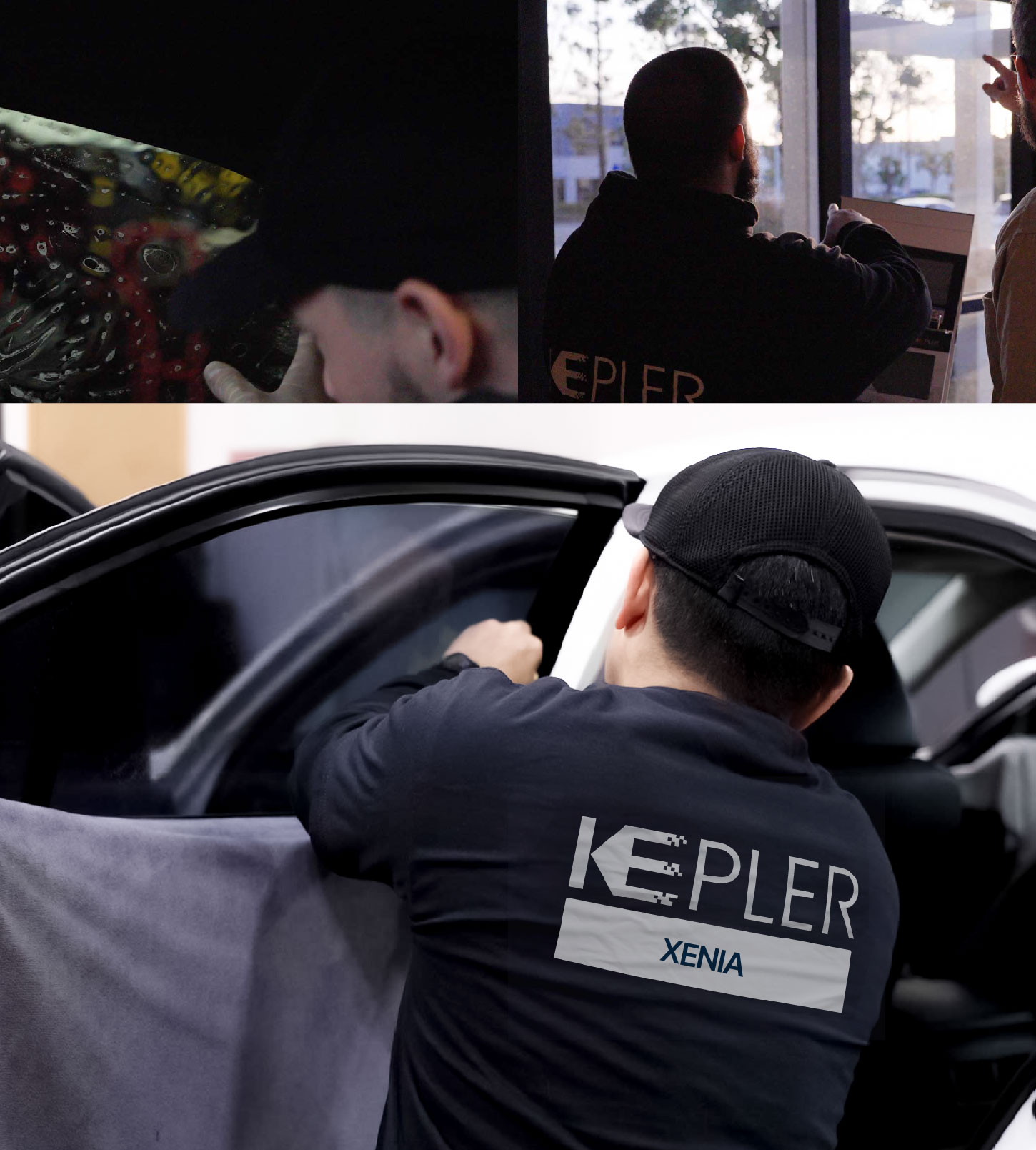 Automotive Window Tinting Expert Applying Film in Xenia, Ohio