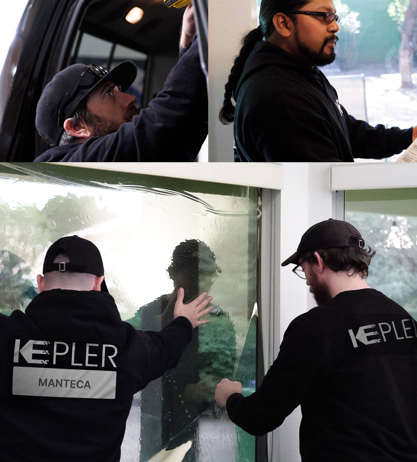 Kepler Technician Installing Advanced Window Tint to Home in Manteca