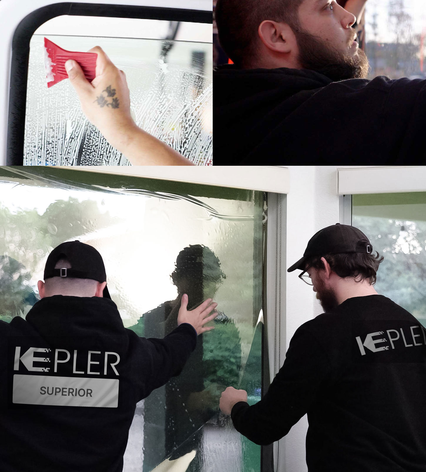 Kepler Technician Applying High-tech Window Tint to Home in Superior