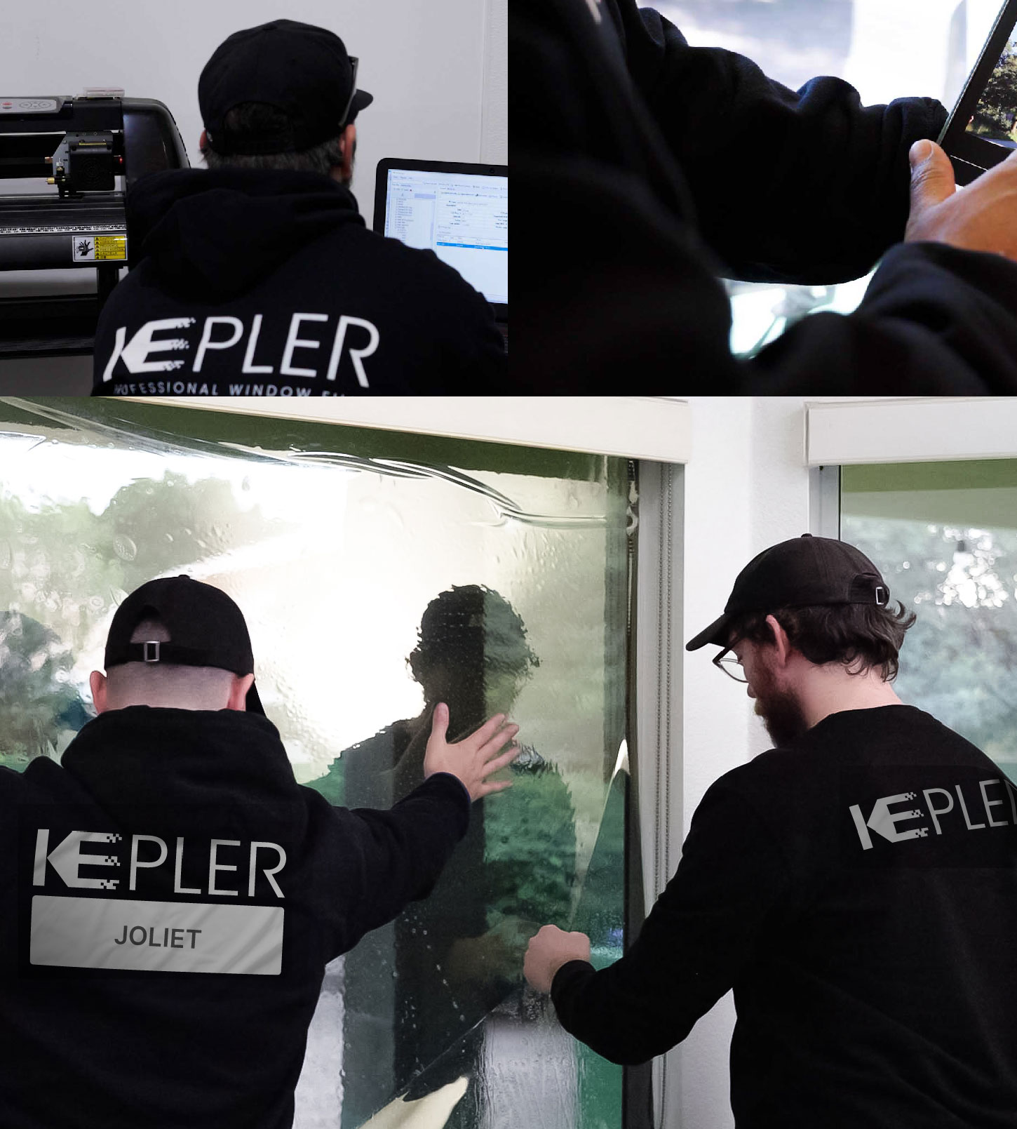 Kepler Technician Applying Advanced Window Tint to Home in Joliet
