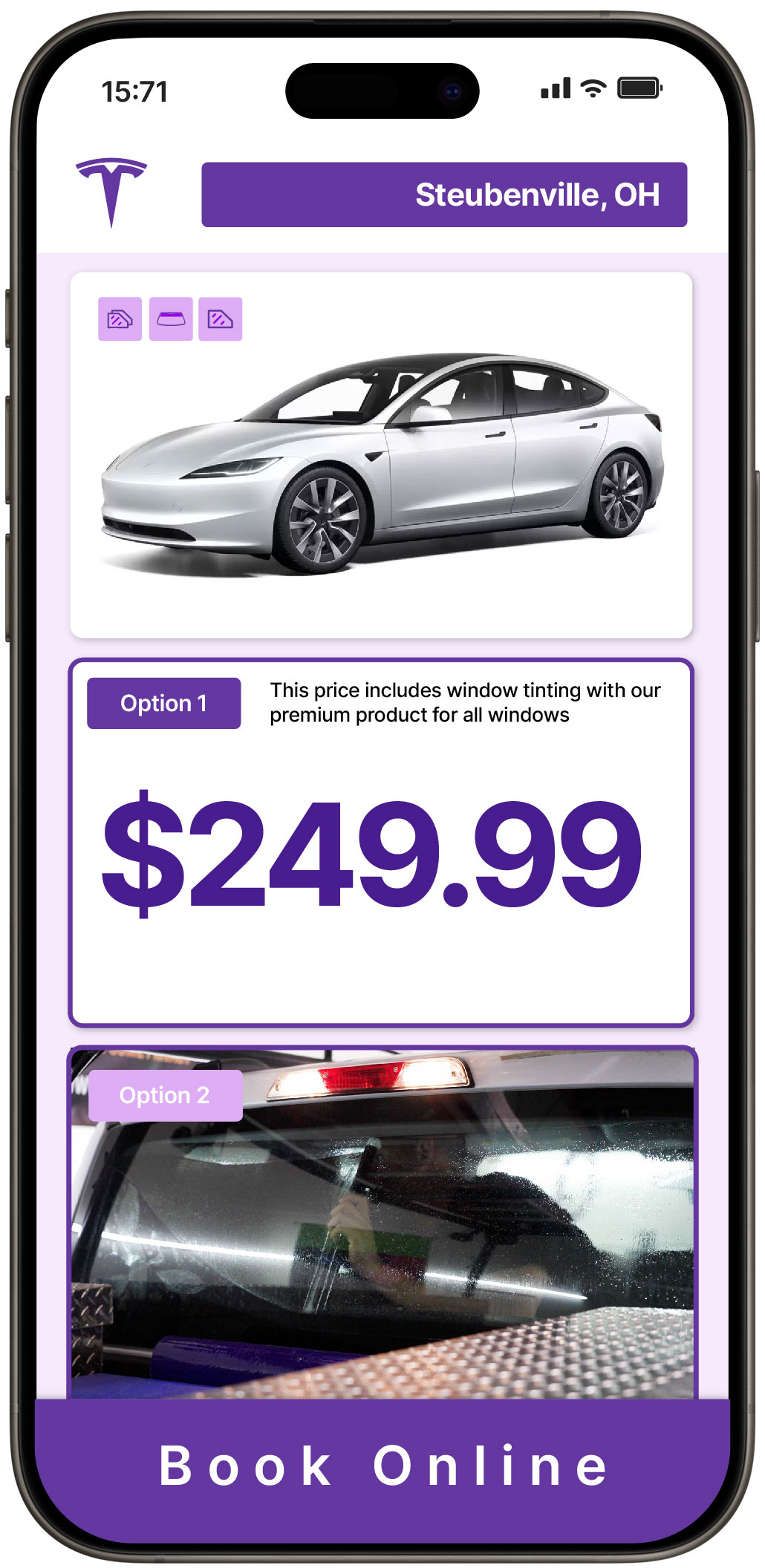 View Affordable Tesla Window Tinting Prices in Steubenville, Ohio