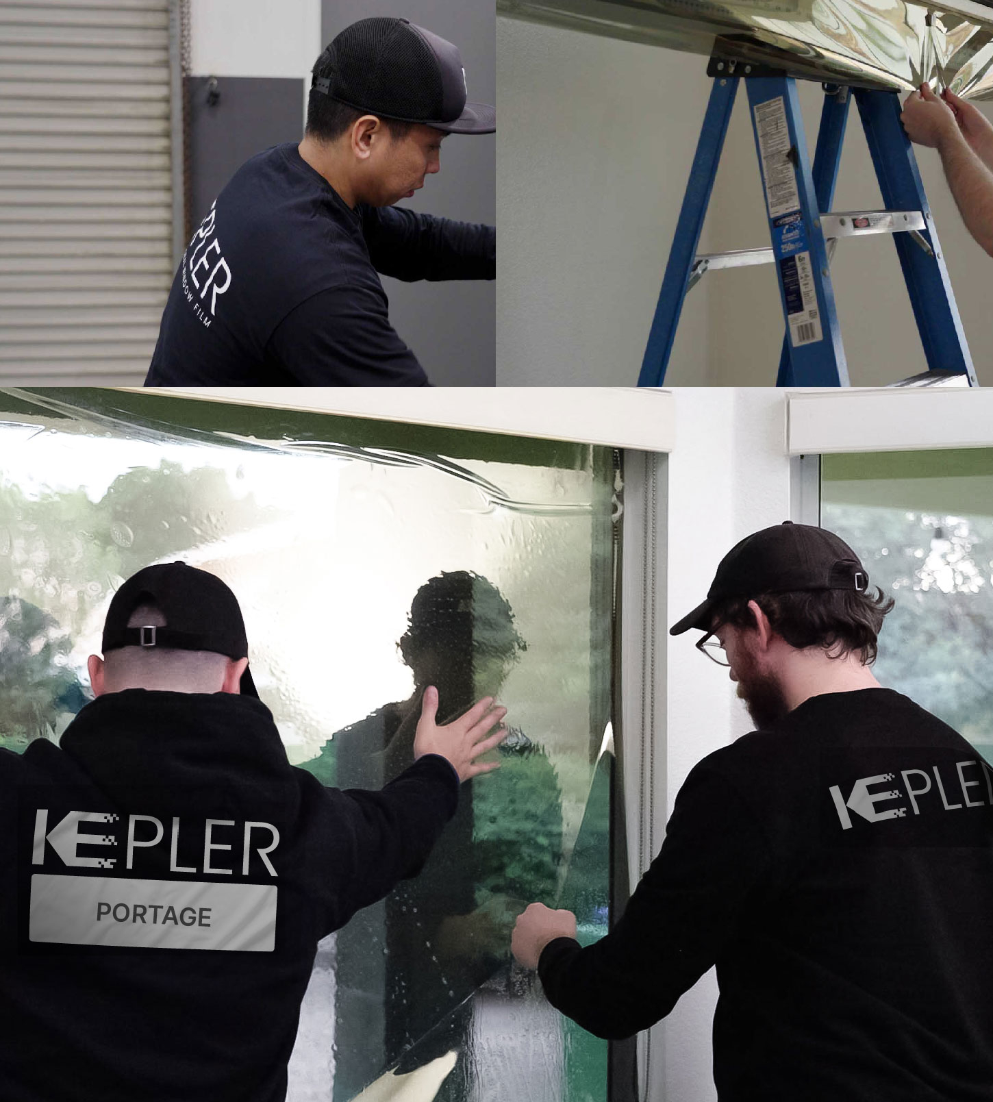 Expert Technician Installing High-tech Window Tint to Home in Portage