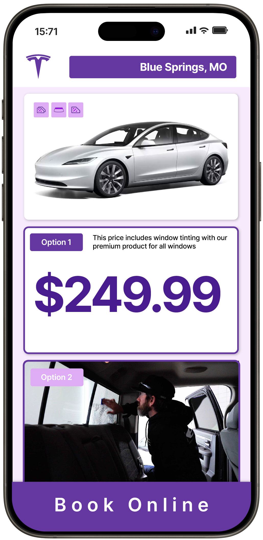 View Affordable Tesla Window Tinting Rates in Blue Springs, Missouri