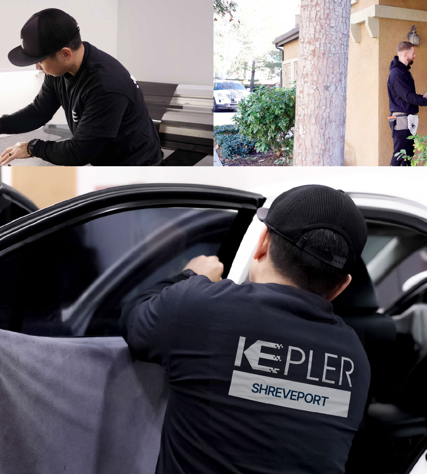 Automotive Window Tinting Expert Applying Film in Shreveport, Louisiana