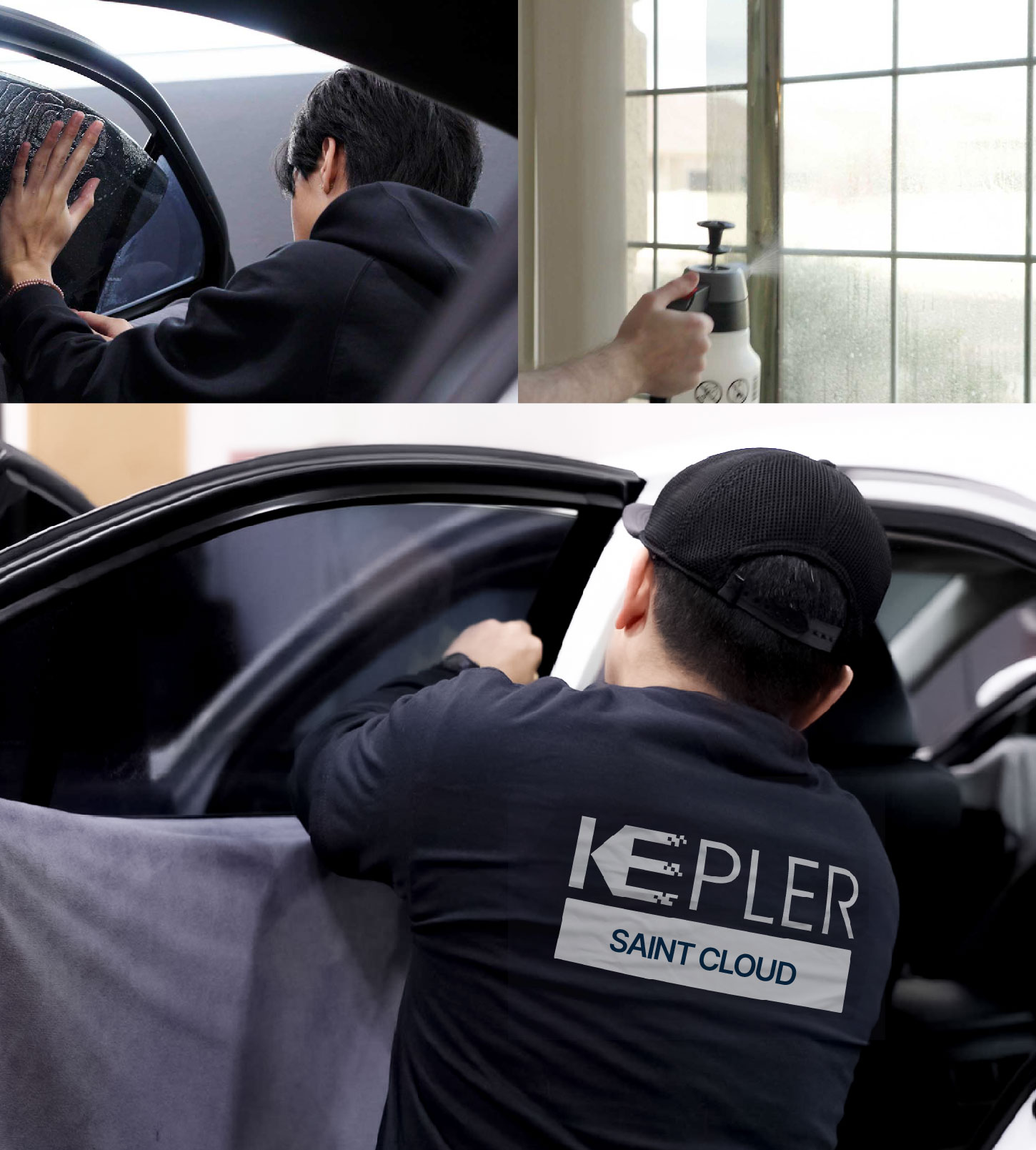Automotive Window Tinting Expert Applying Film in Saint Cloud, Minnesota