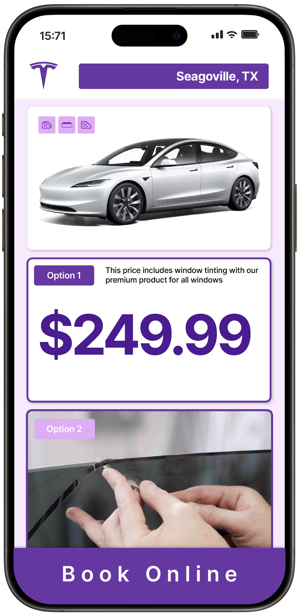 View Competitive Tesla Window Tinting Prices in Seagoville, Texas