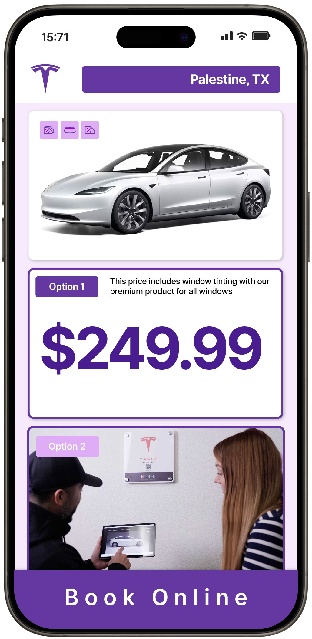 View Reasonable Tesla Window Tinting Costs in Palestine, Texas