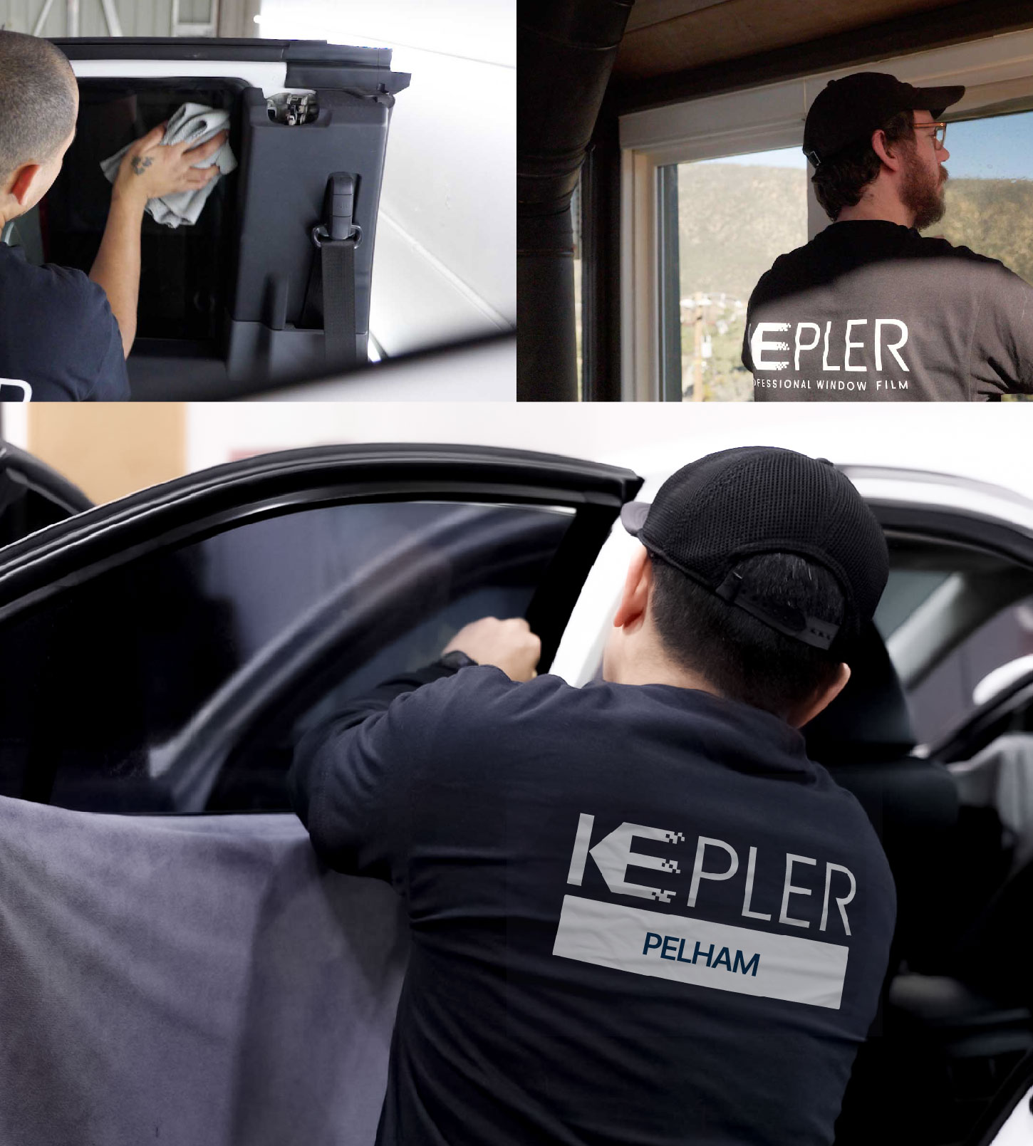 Automotive Window Tinting Expert Applying Film in Pelham, Alabama