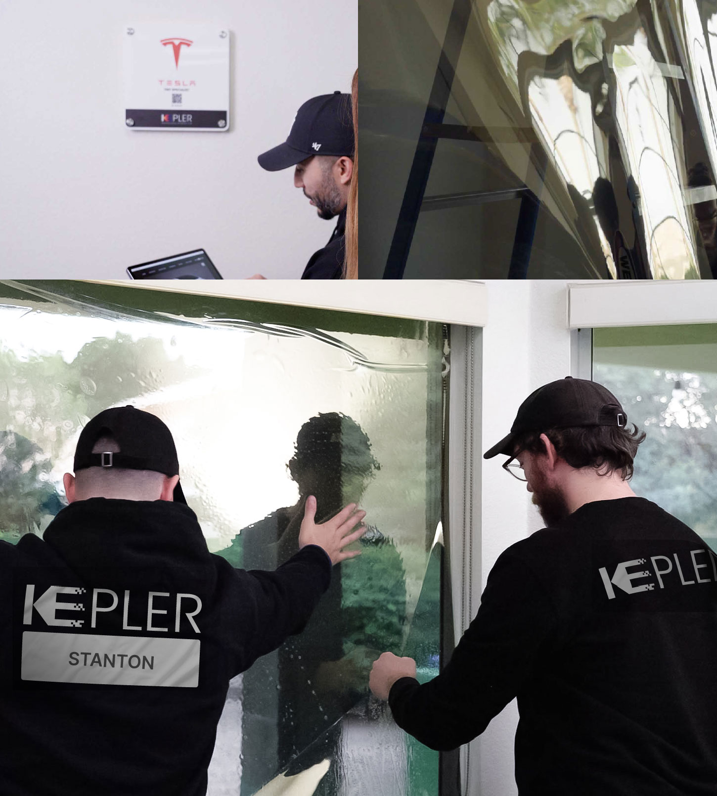 Expert Technician Installing Ceramic Window Tint to Home in Stanton