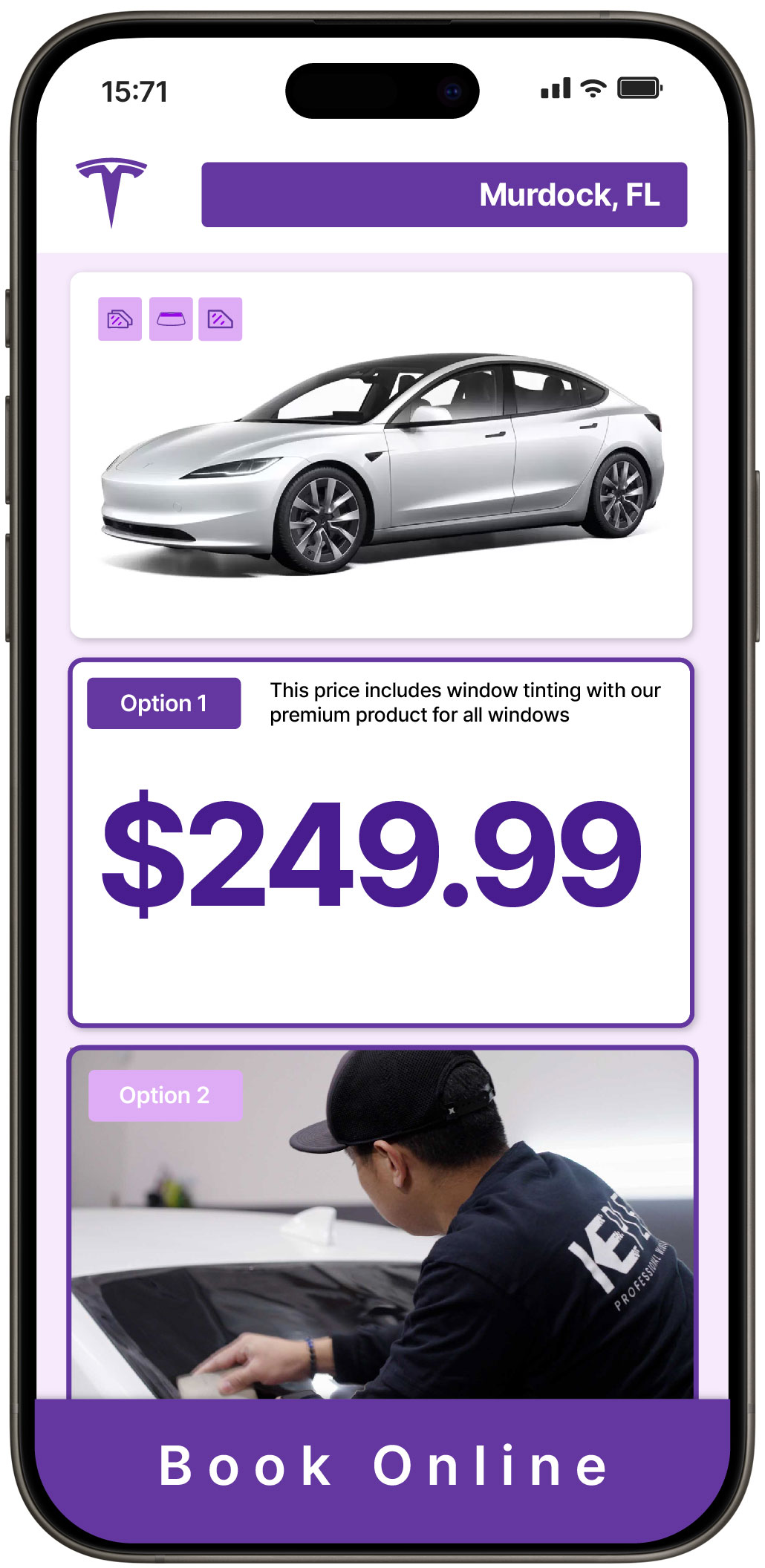 View Reasonable Tesla Window Tinting Prices in Murdock, Florida