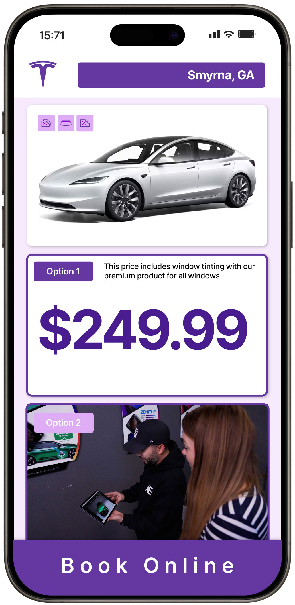 View Reasonable Tesla Window Tinting Costs in Smyrna, Georgia