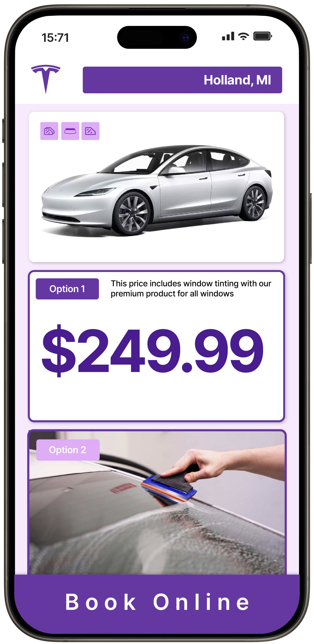 View Competitive Tesla Window Tinting Prices in Holland, Michigan