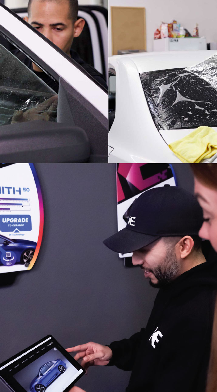 Kepler Dealer Showing Car Window Film Options to Customer in Weatherford, Texas