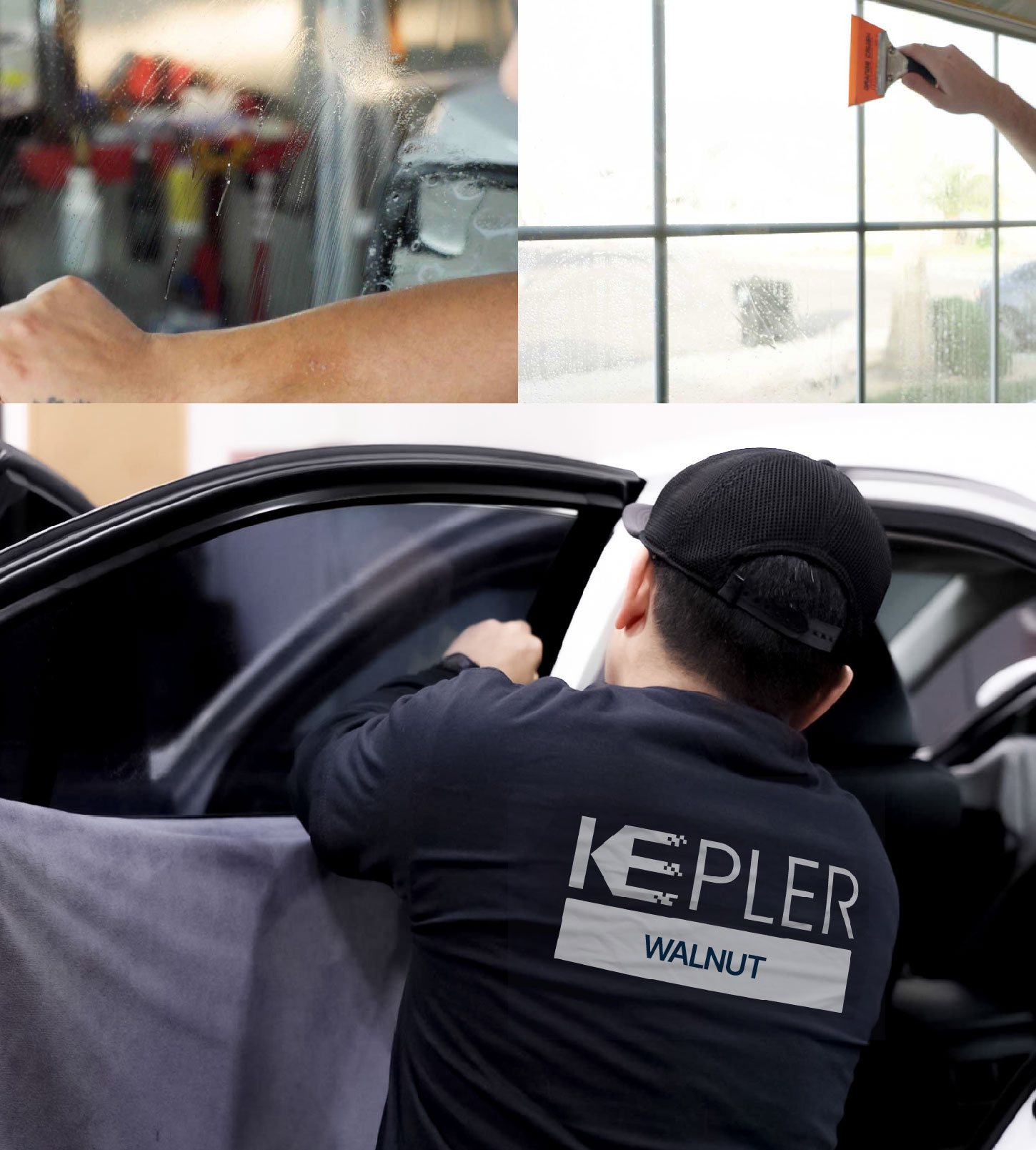 Automotive Window Tinting Expert Applying Film in Walnut, California
