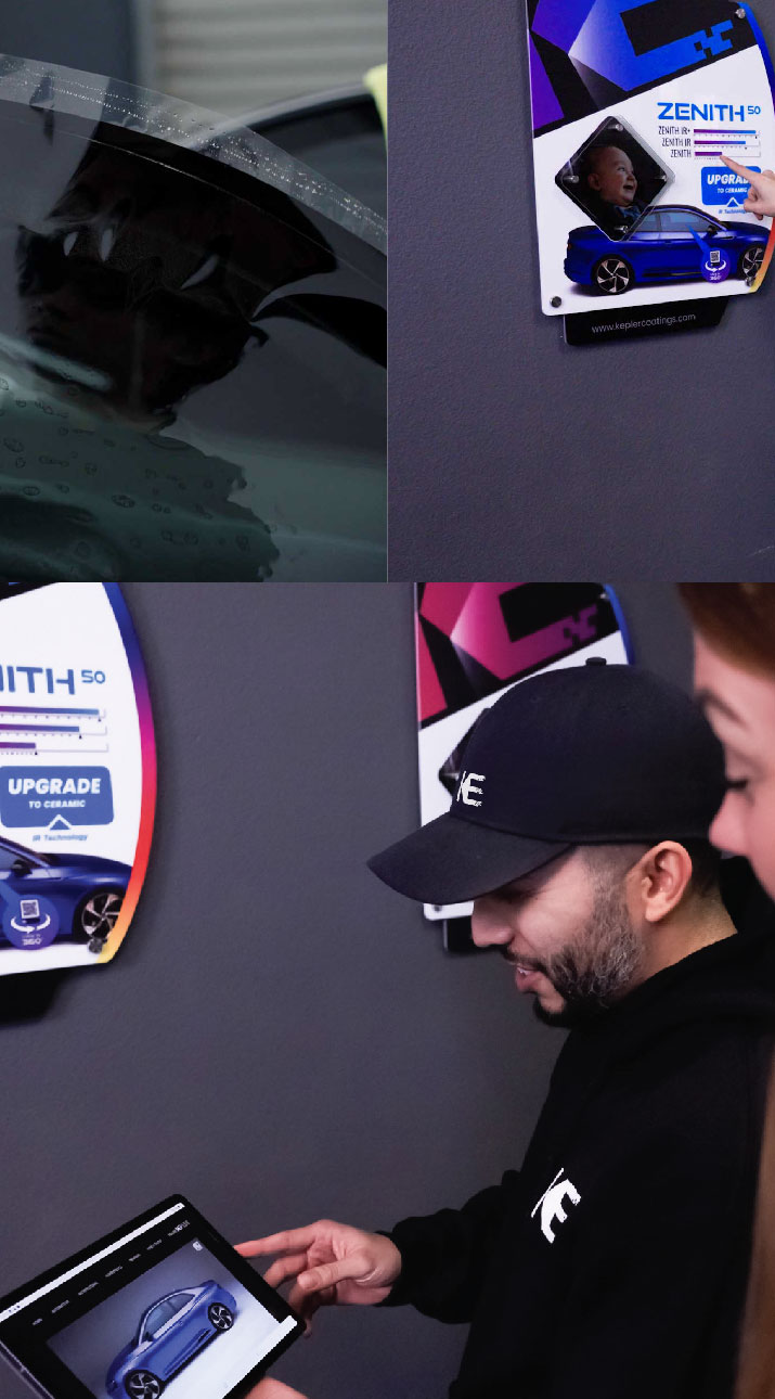 Kepler Dealer Showing Car Window Film Options to Customer in Newbury Park, California