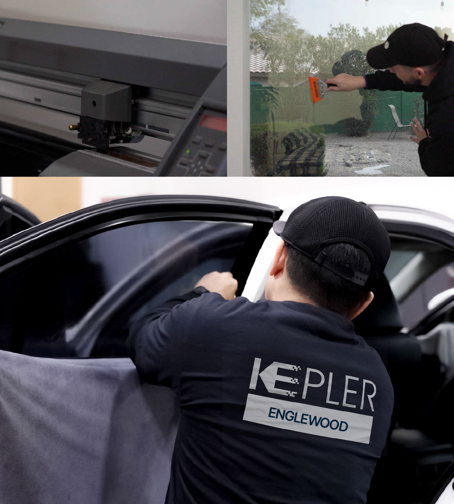 Automotive Window Tinting Expert Applying Film in Englewood, New Jersey