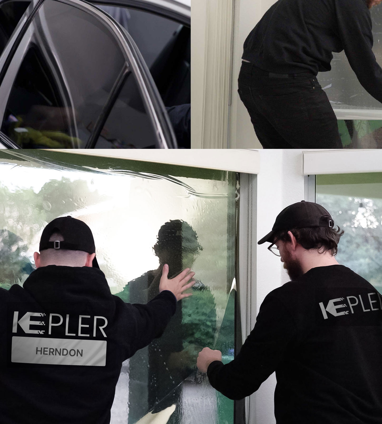 Kepler Technician Applying Advanced Window Tint to Home in Herndon
