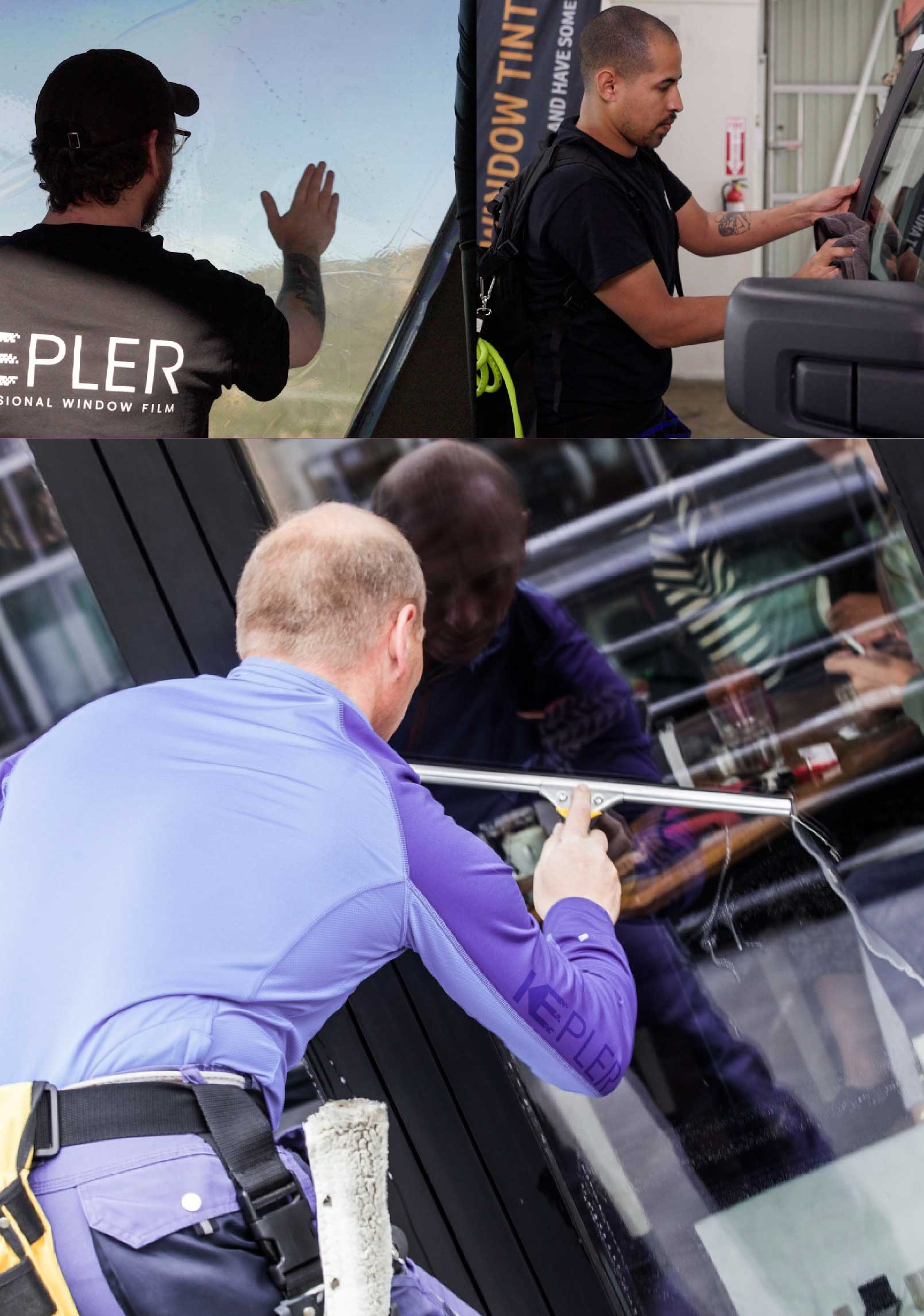 Kepler Skilled Applying Anti-Graffiti Window Film to a West Haven Shop Front