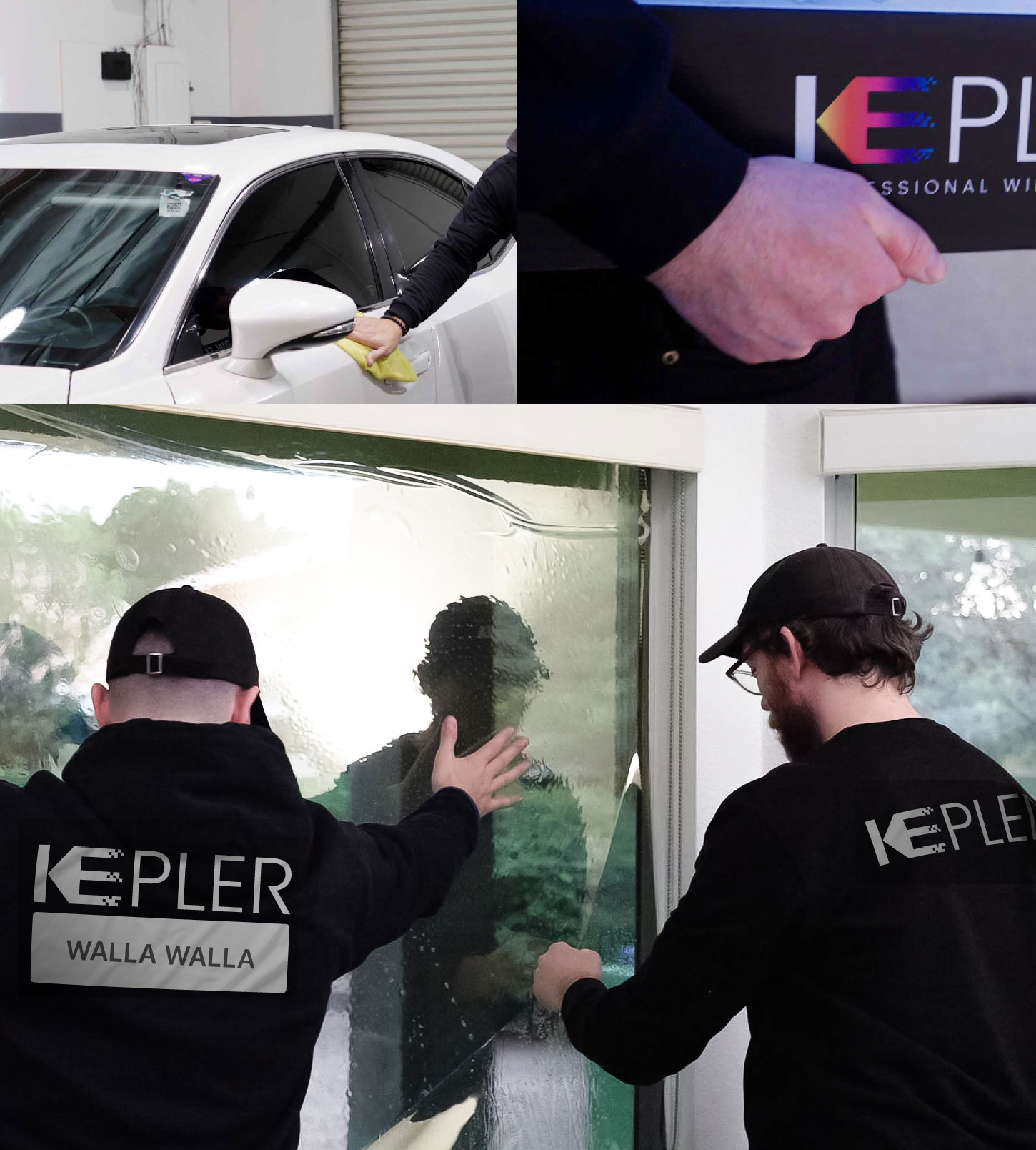 Expert Technician Fitting High-tech Window Tint to Home in Walla Walla