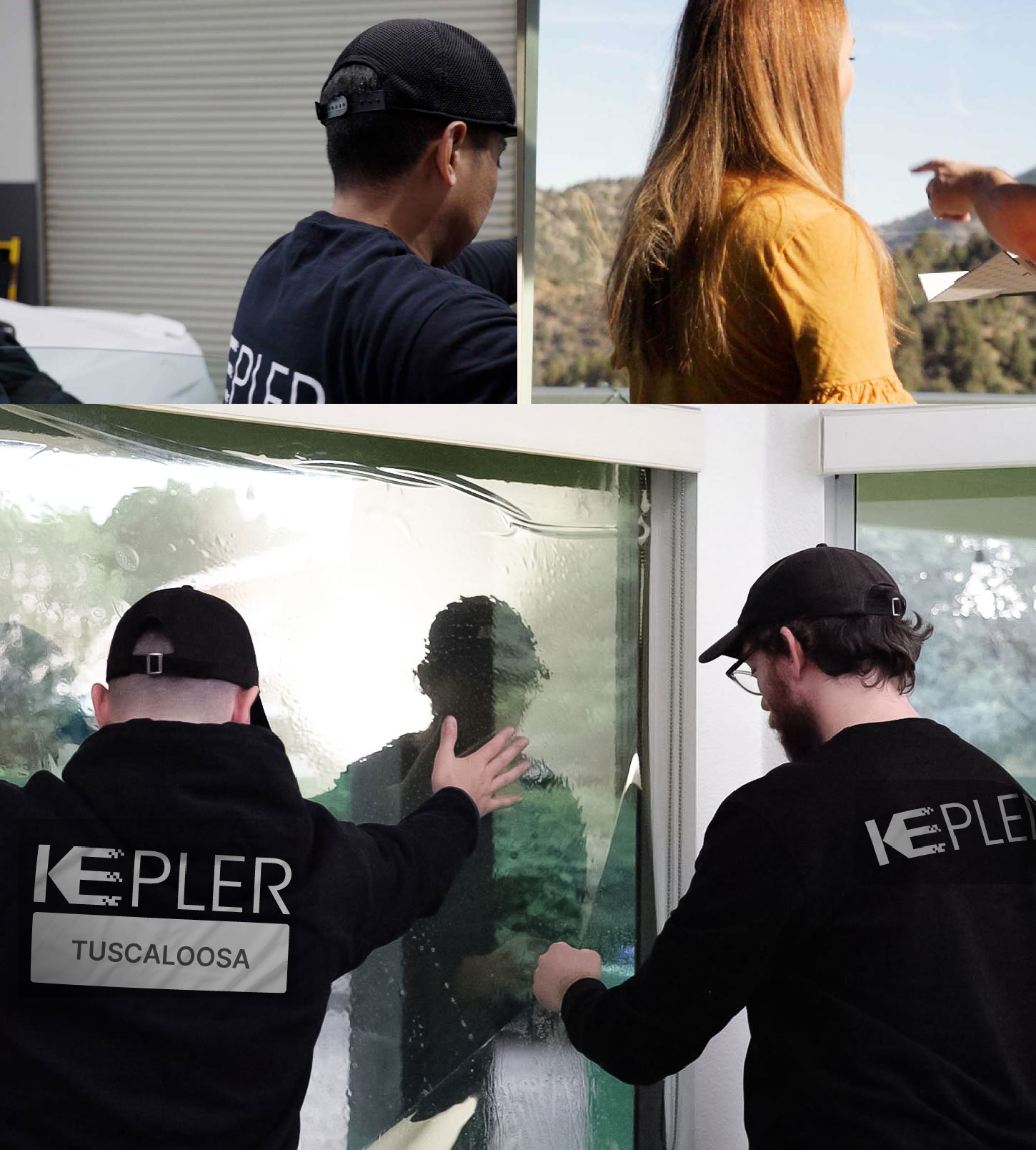 Kepler Technician Applying Advanced Window Tint to Home in Tuscaloosa