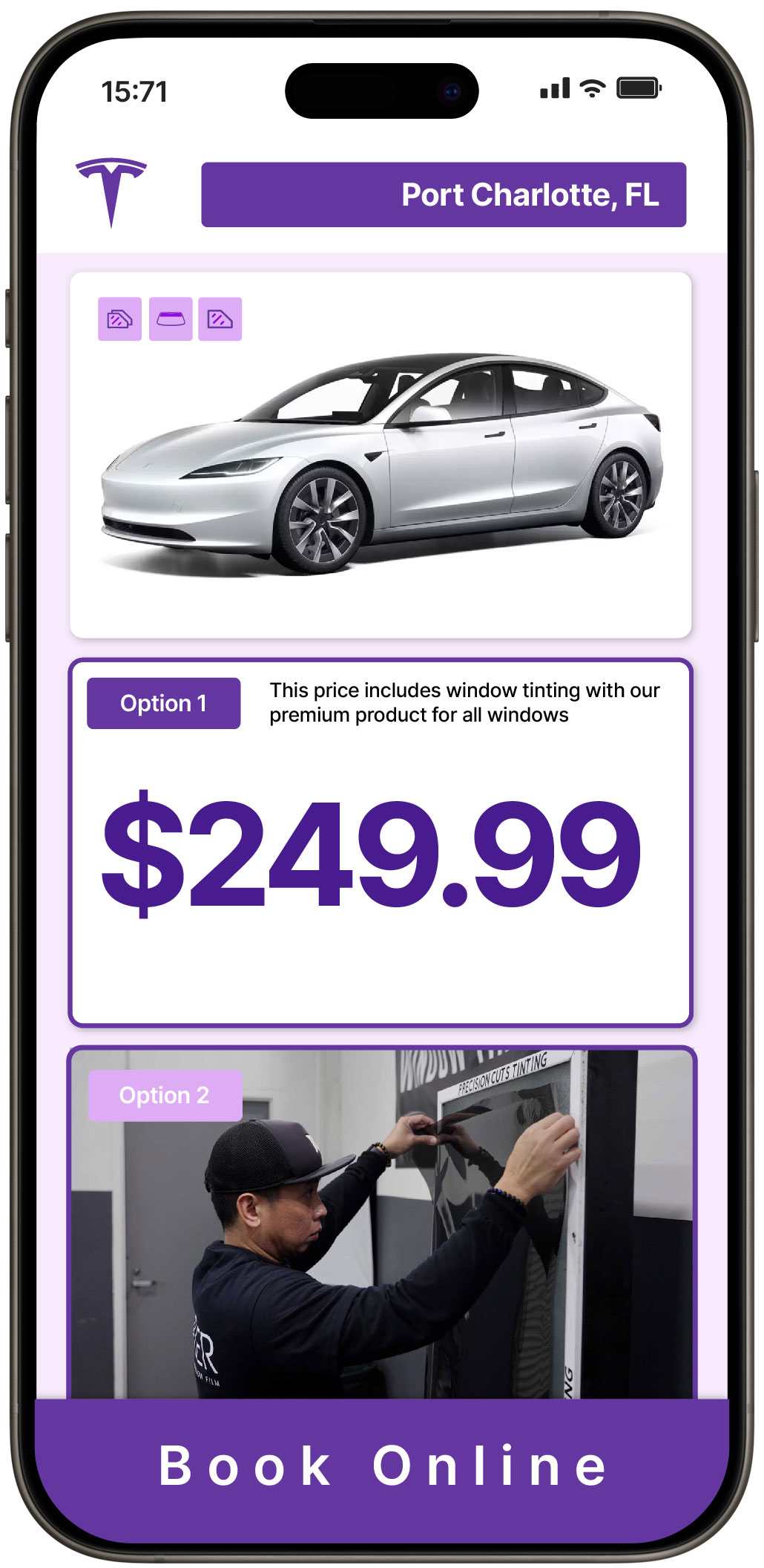 View Competitive Tesla Window Tinting Rates in Port Charlotte, Florida