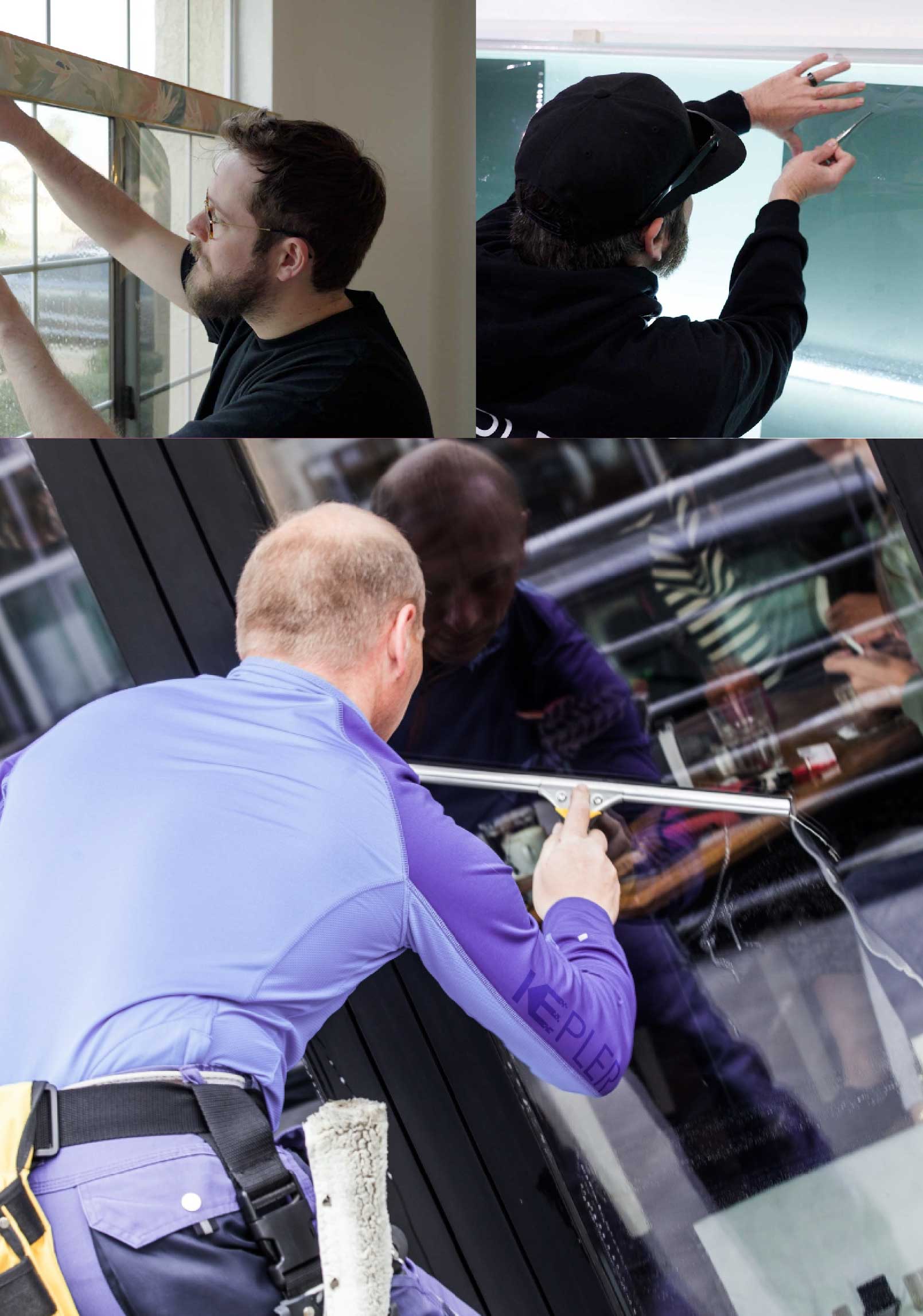 Kepler Professional Applying Anti-Graffiti Window Film to a Solon Shop Front