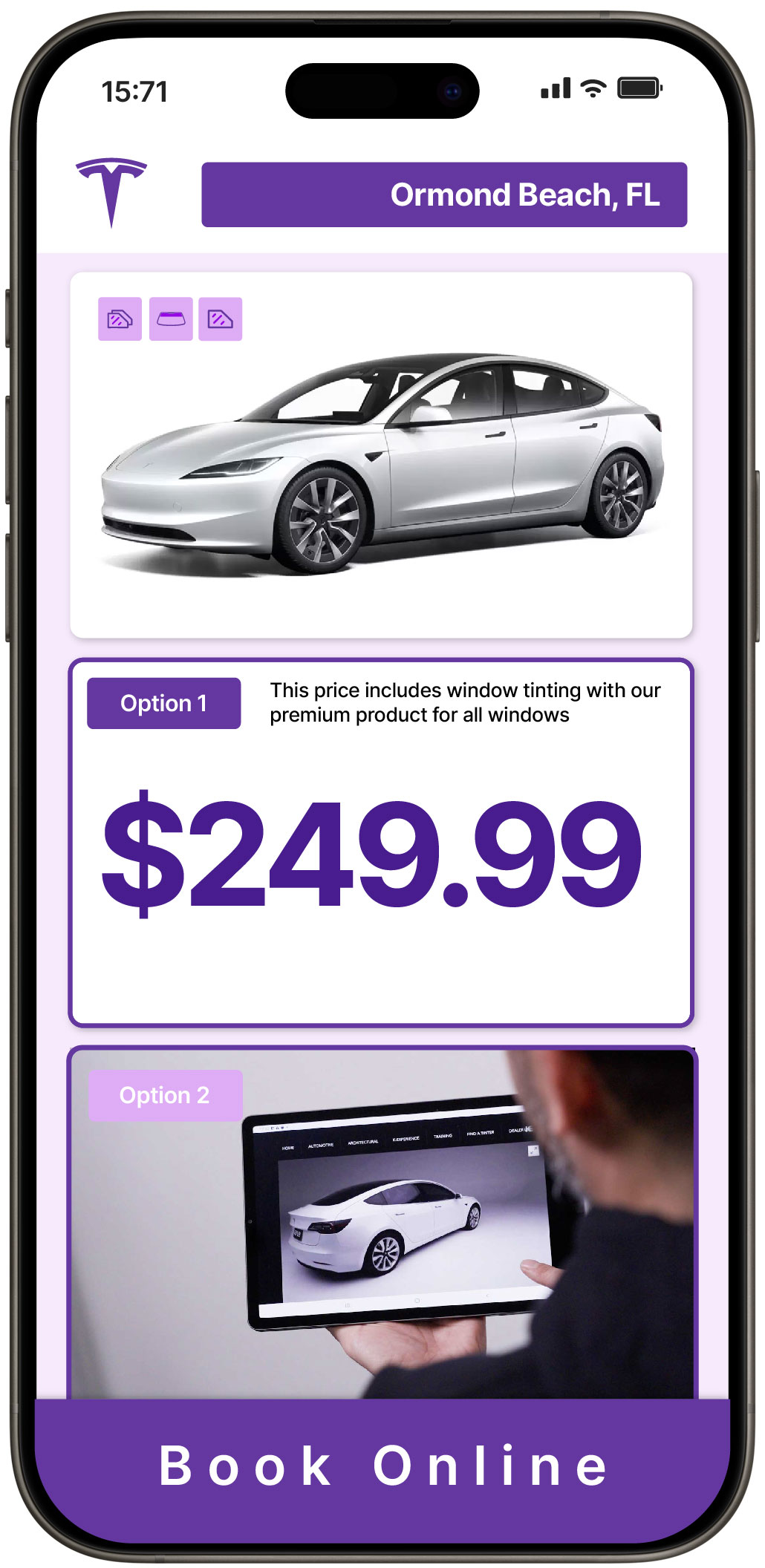 View Reasonable Tesla Window Tinting Prices in Ormond Beach, Florida