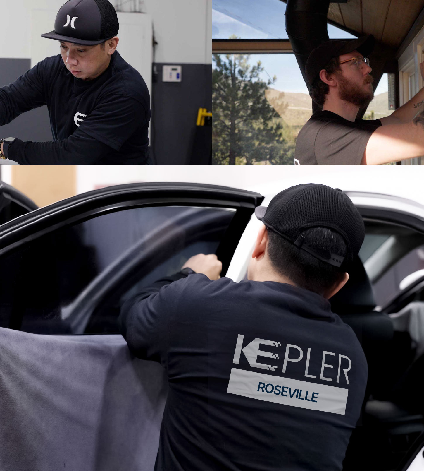 Automotive Window Tinting Expert Applying Film in Roseville, California