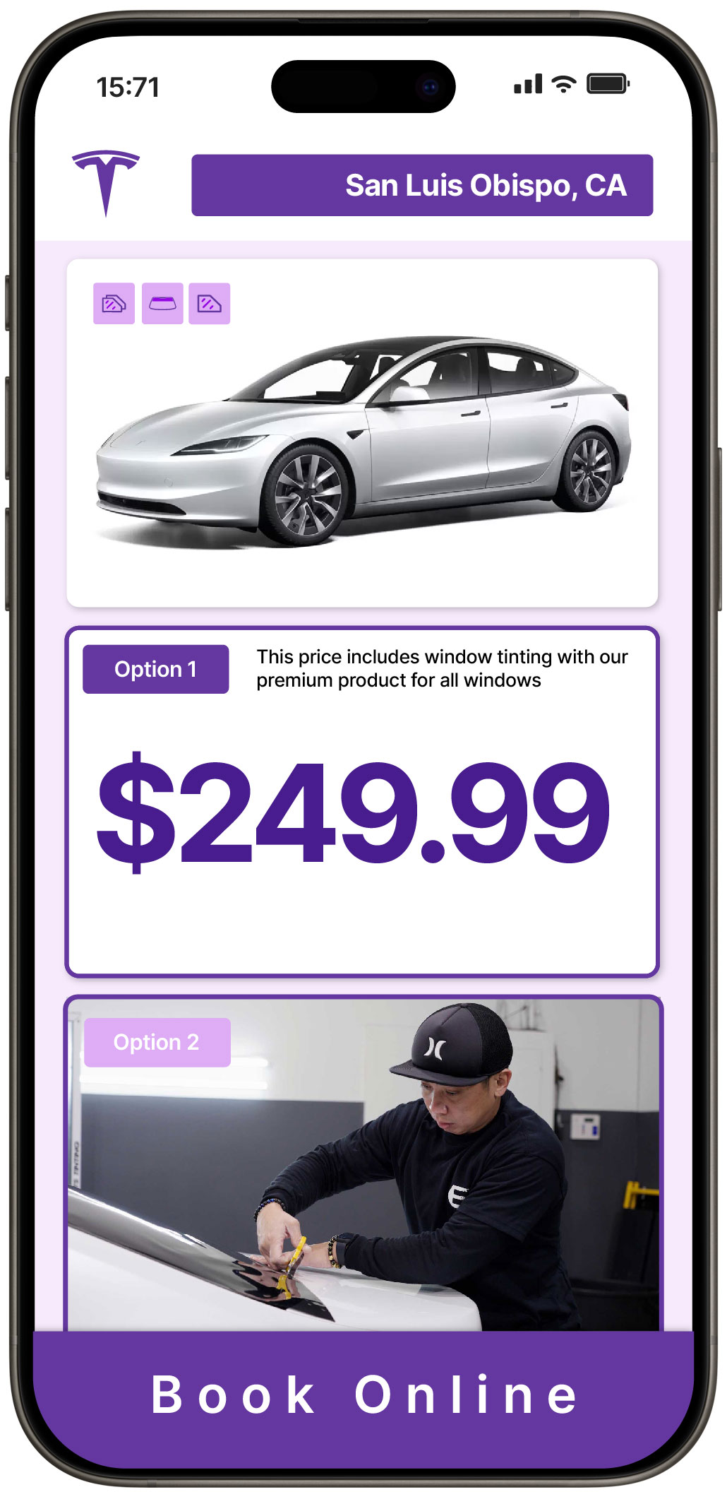 View Reasonable Tesla Window Tinting Rates in San Luis Obispo, California