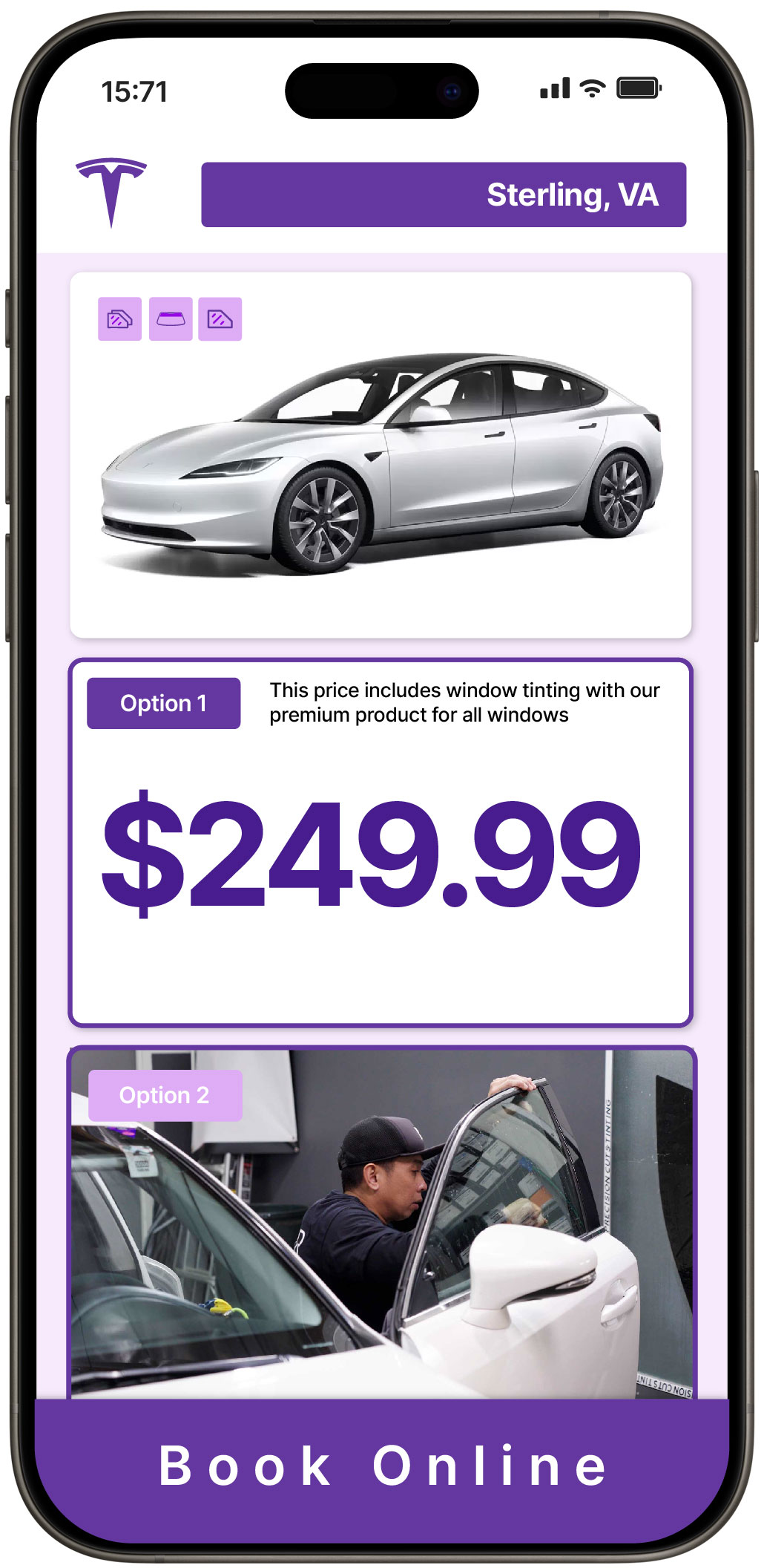 View Competitive Tesla Window Tinting Costs in Sterling, Virginia