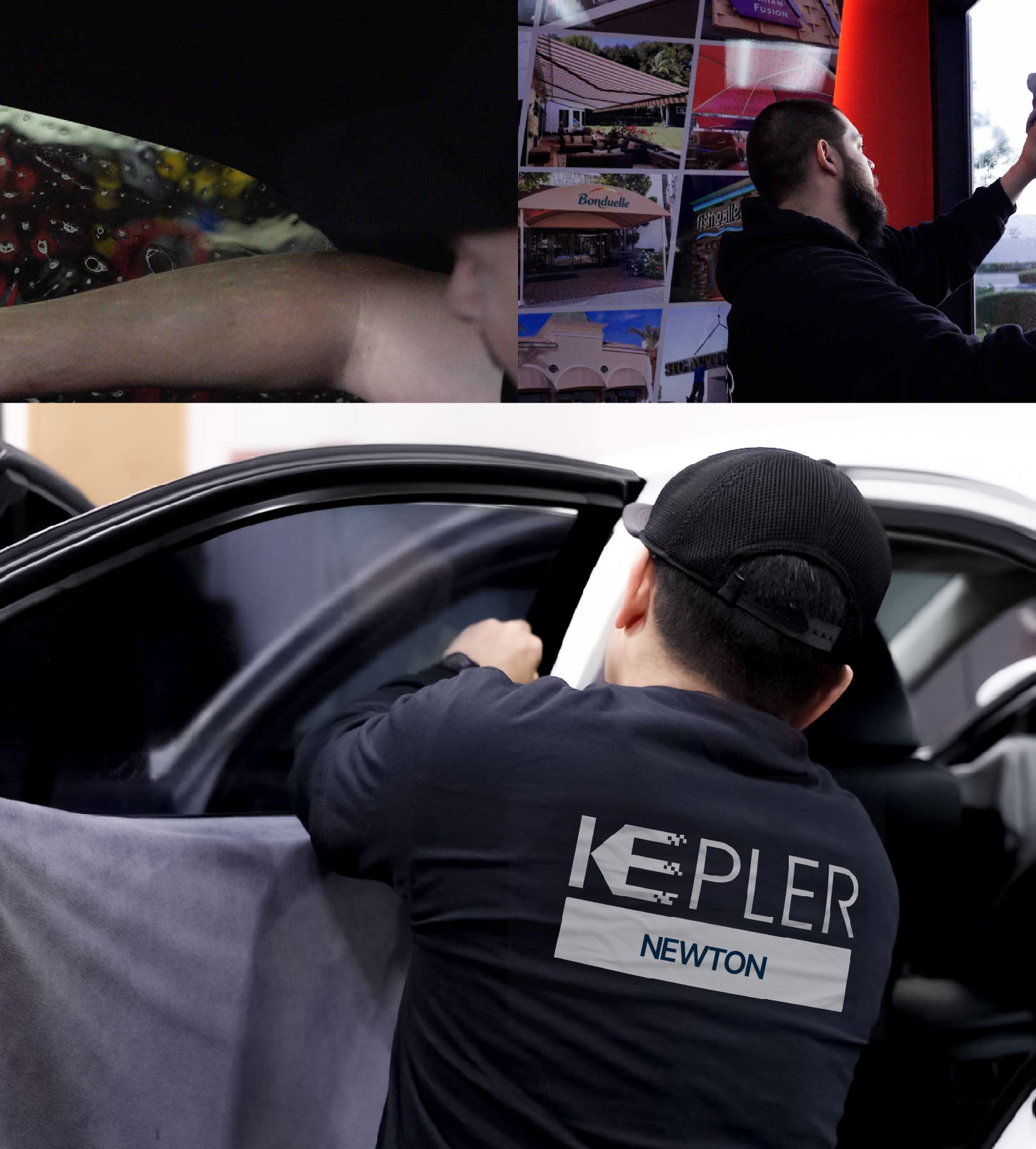 Automotive Window Tinting Expert Applying Film in Newton, Iowa