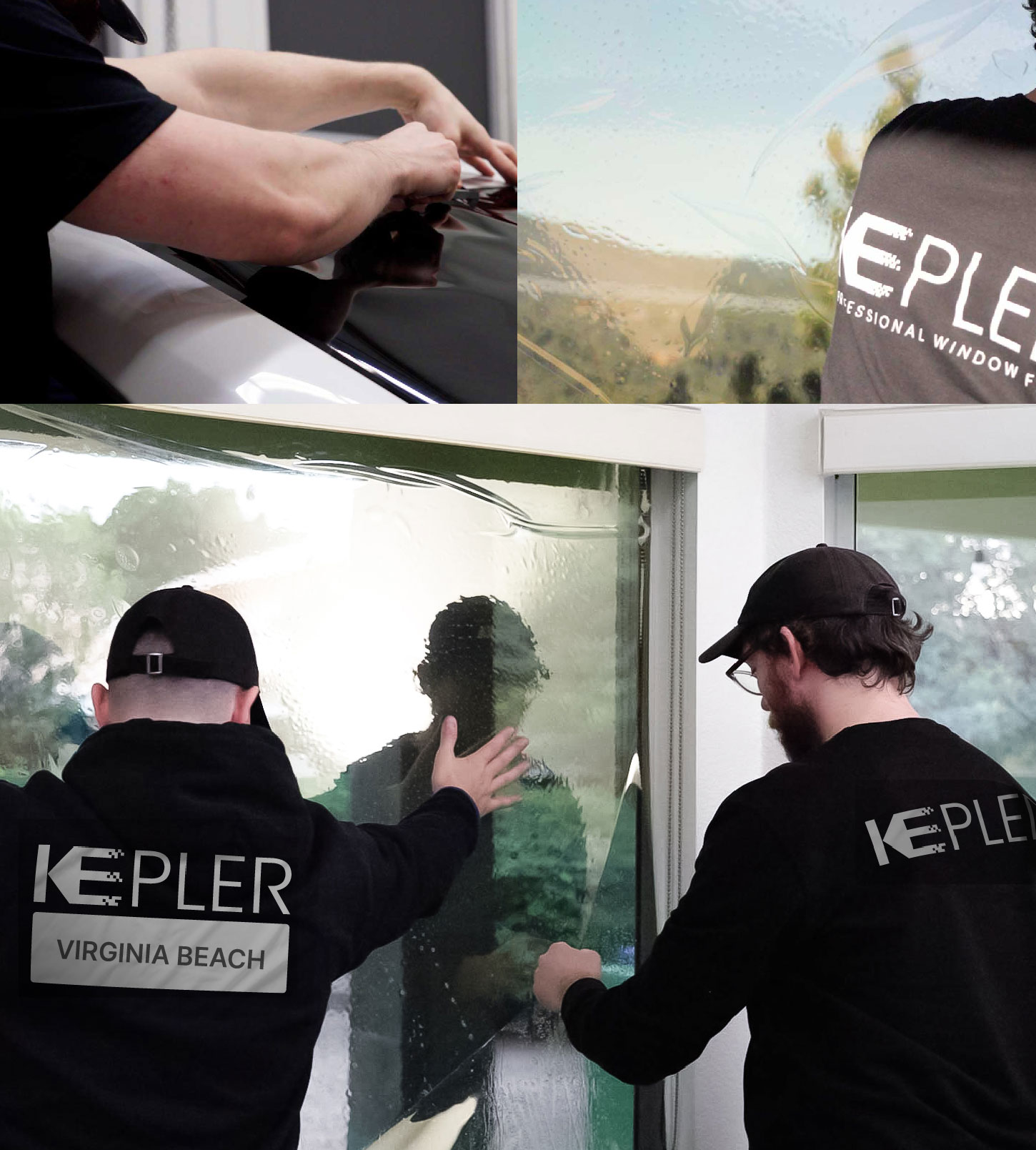 Kepler Technician Installing Ceramic Window Tint to Home in Virginia Beach