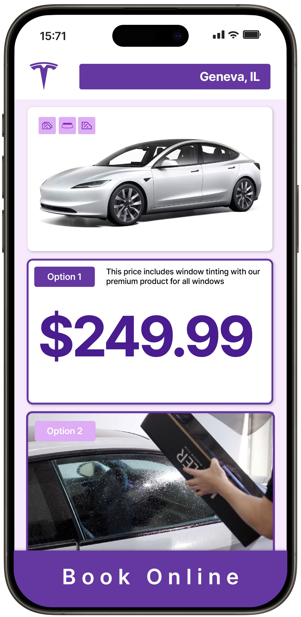 View Reasonable Tesla Window Tinting Prices in Geneva, Illinois