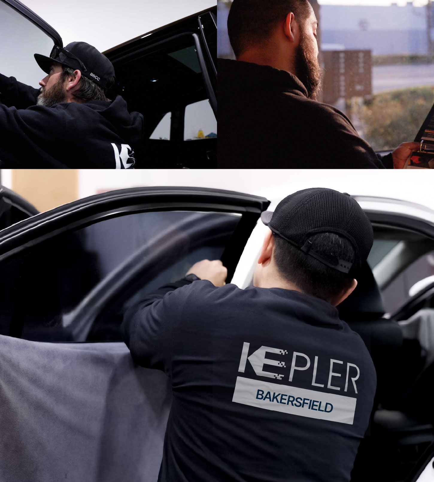 Automotive Window Tinting Expert Applying Film in Bakersfield, California